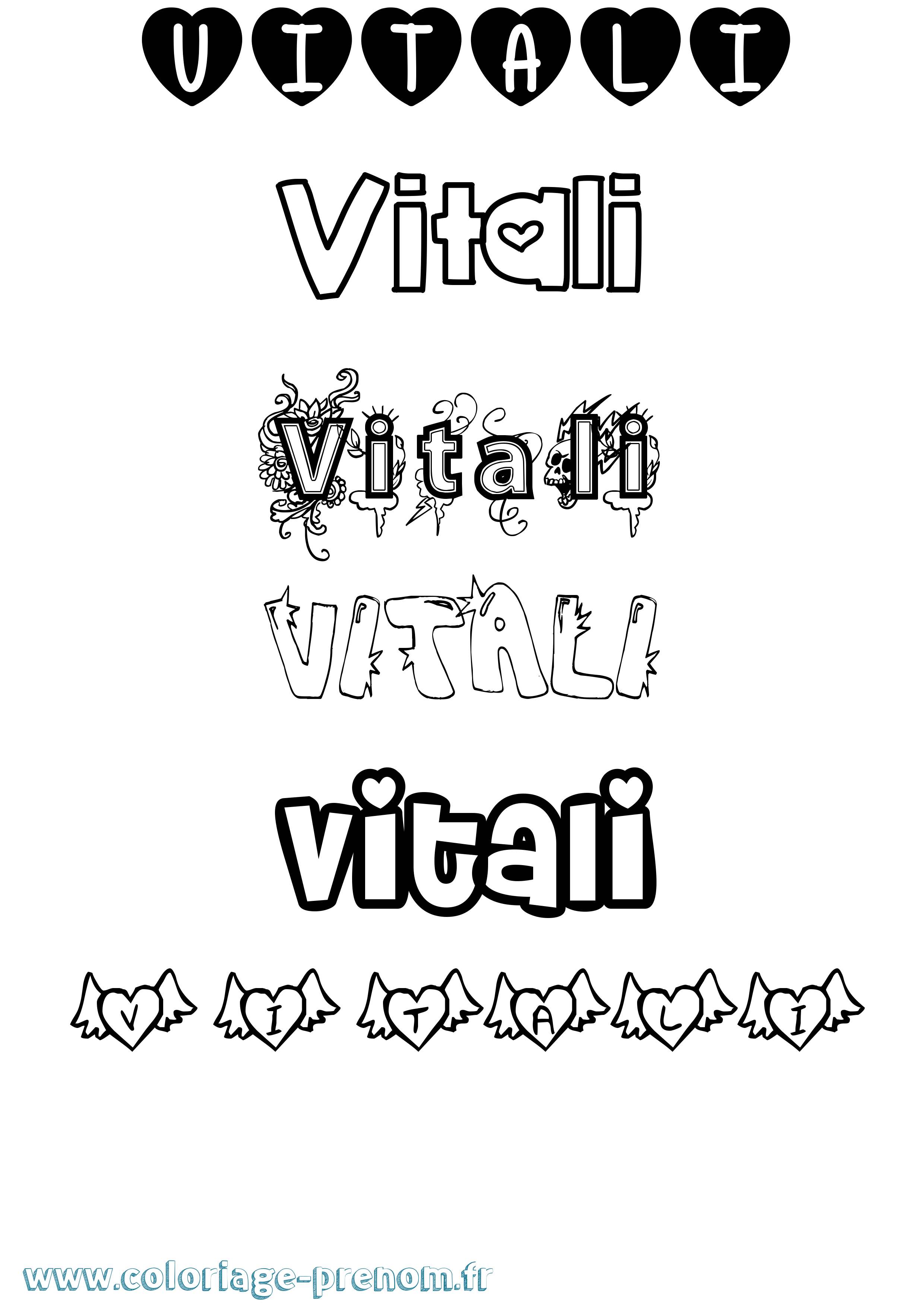 Coloriage Vitali Girly Coloriage prénom Vitali Girly