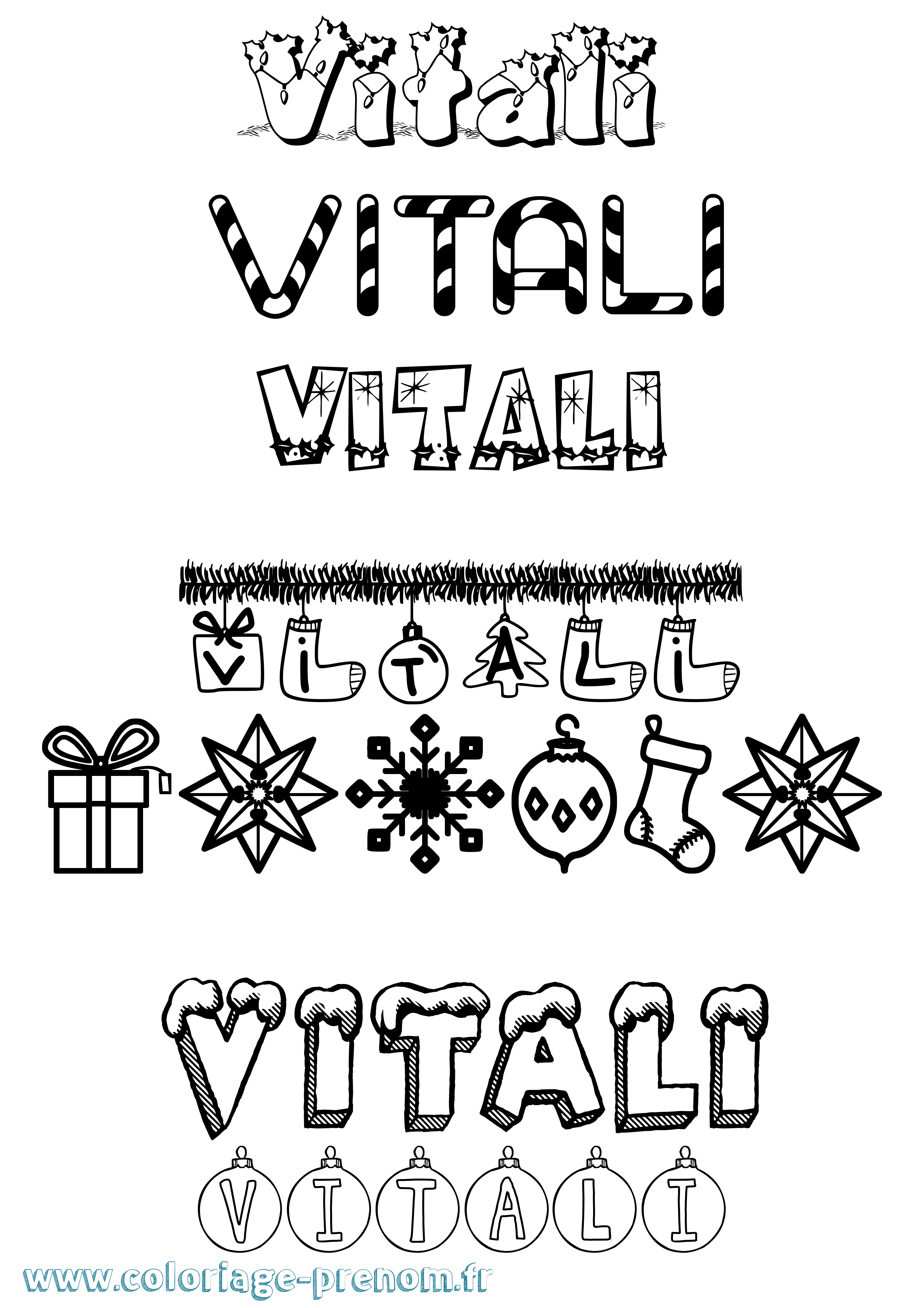 Coloriage Vitali Noël Coloriage prénom Vitali Noël