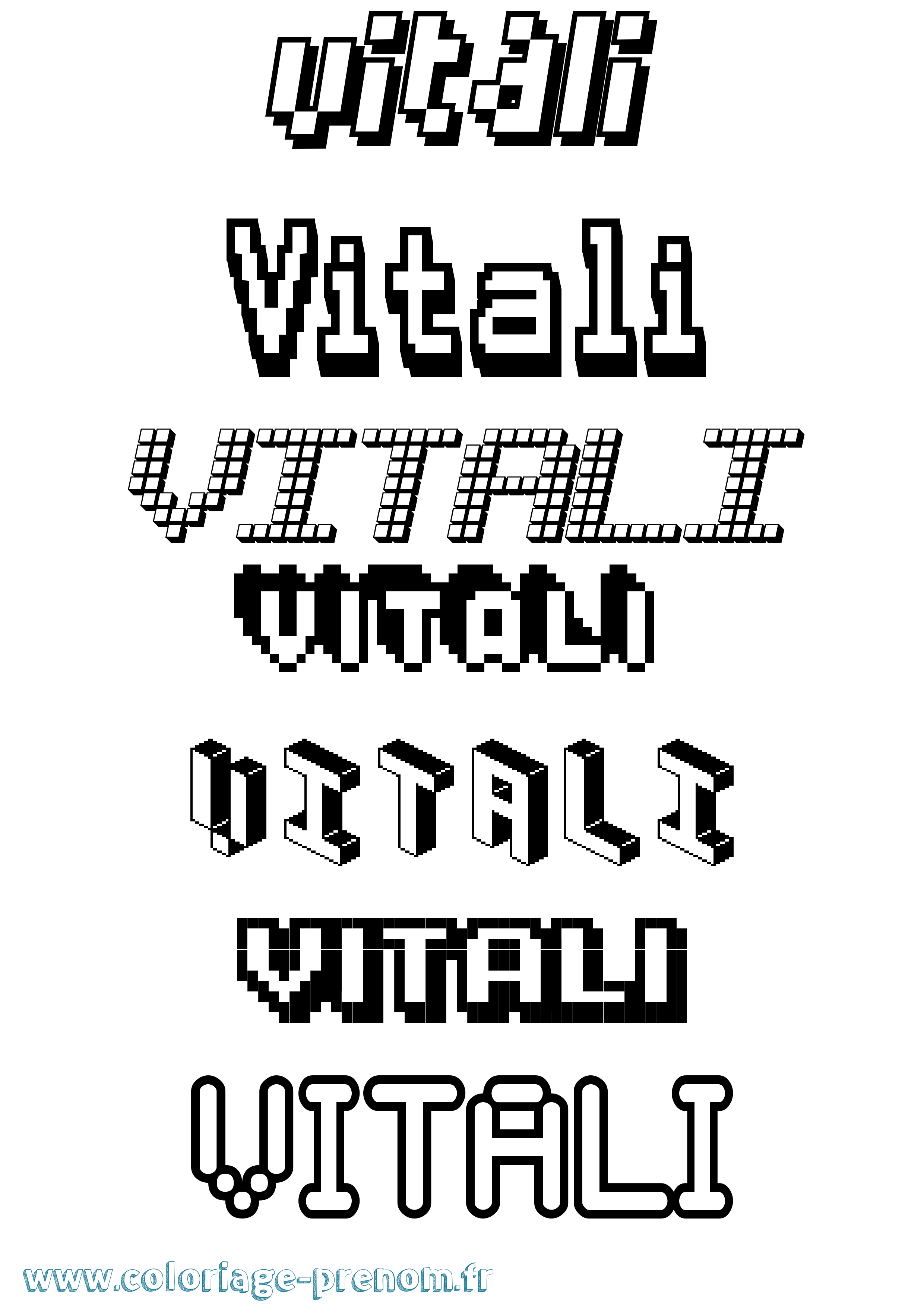 Coloriage Vitali Pixel Coloriage prénom Vitali Pixel