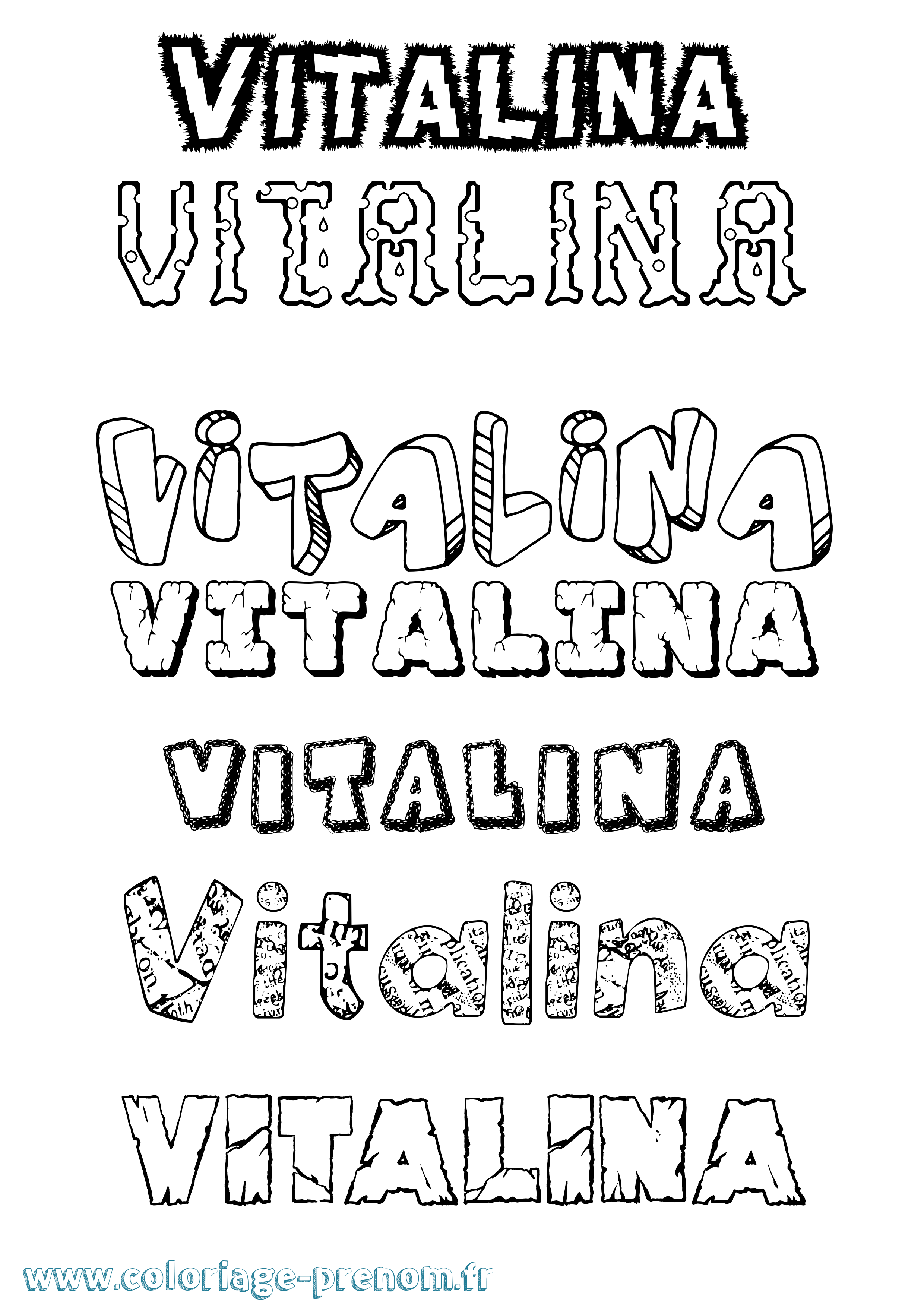 Coloriage Vitalina Destructuré Coloriage prénom Vitalina Destructuré