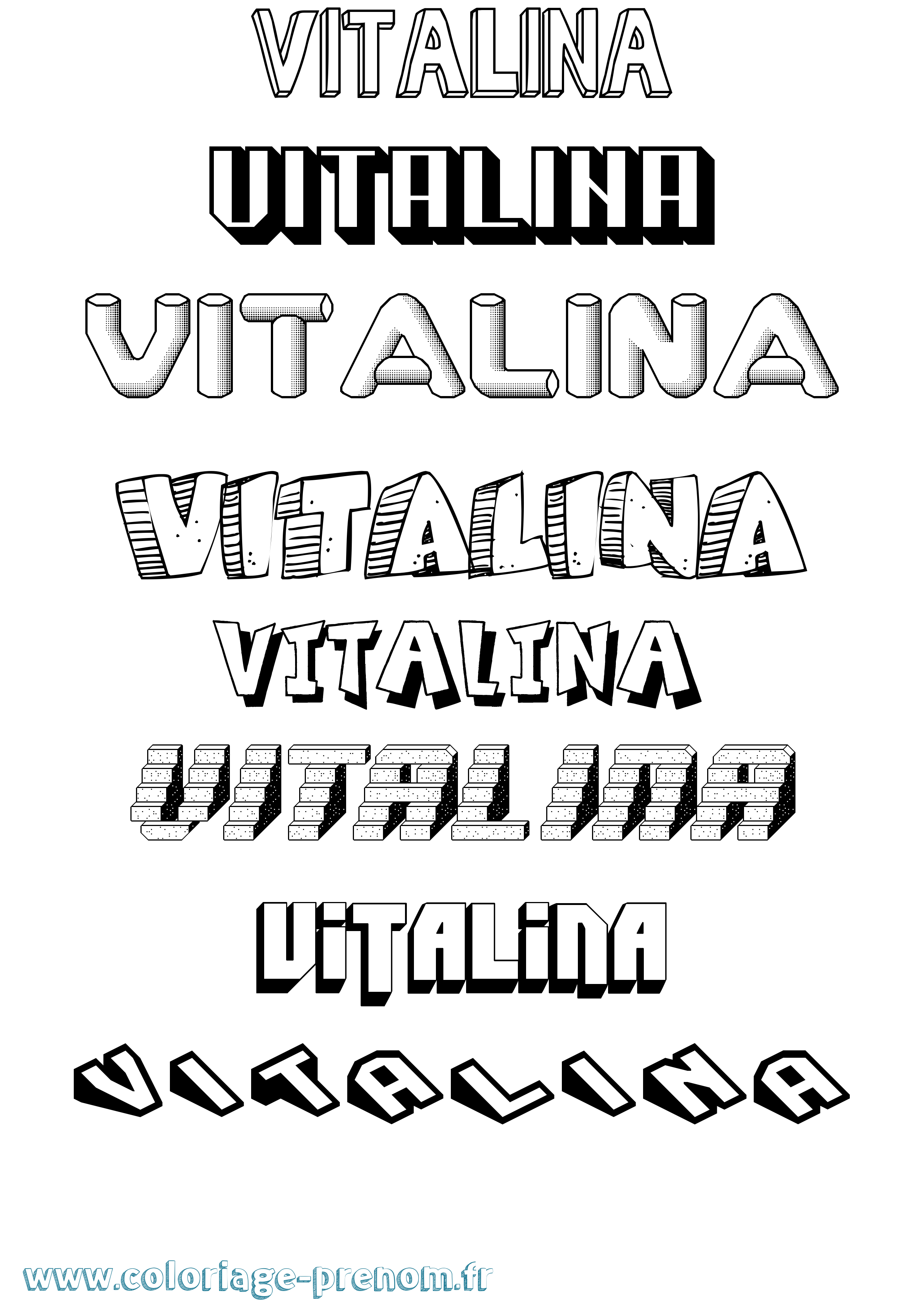 Coloriage Vitalina Effet 3D Coloriage prénom Vitalina Effet 3D