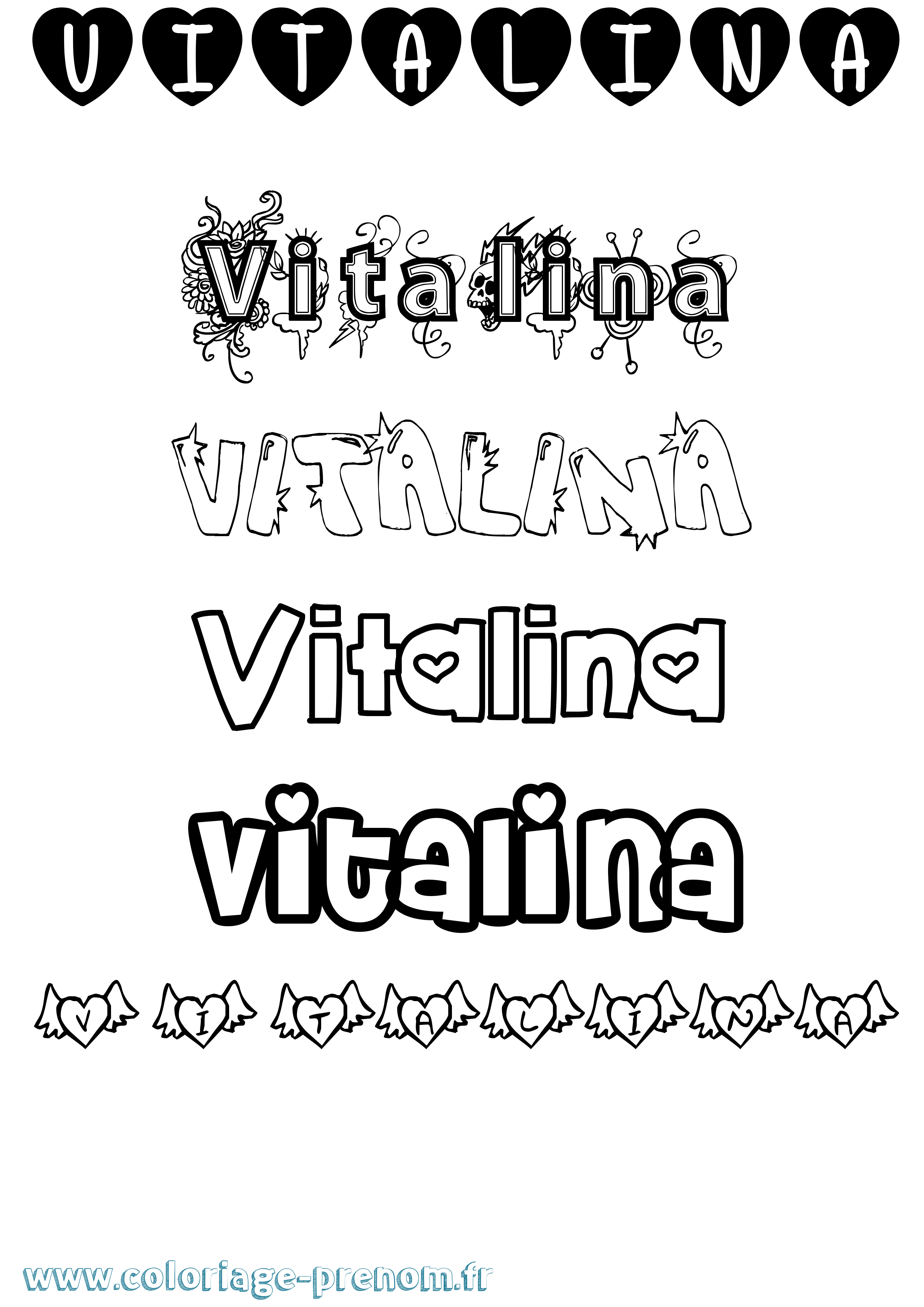 Coloriage Vitalina Girly Coloriage prénom Vitalina Girly