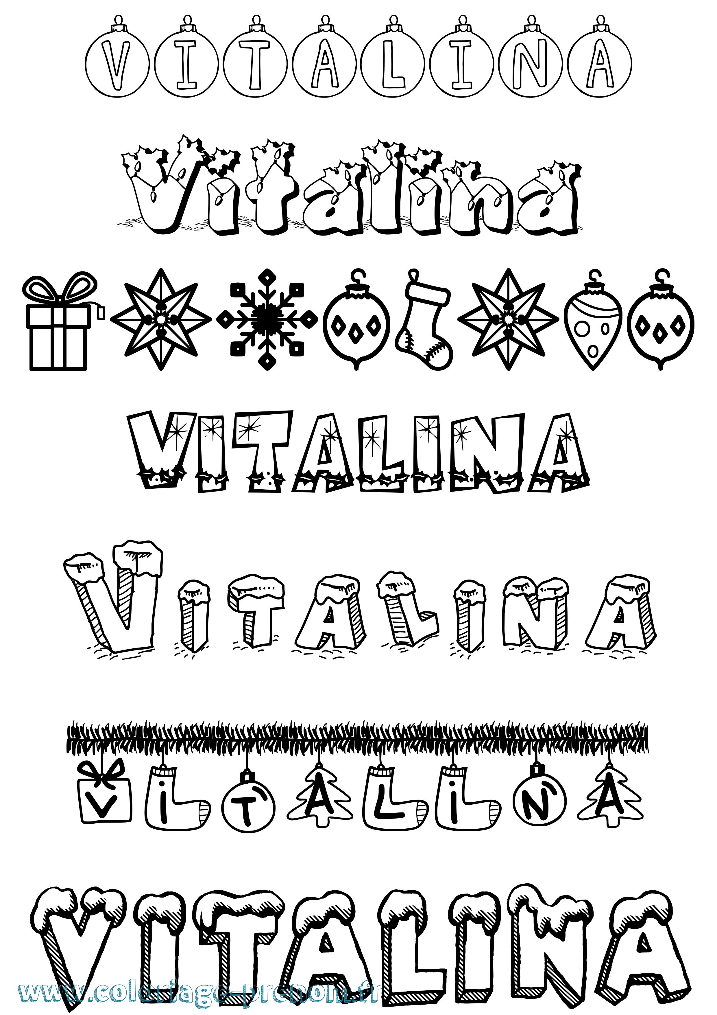 Coloriage Vitalina Noël Coloriage prénom Vitalina Noël