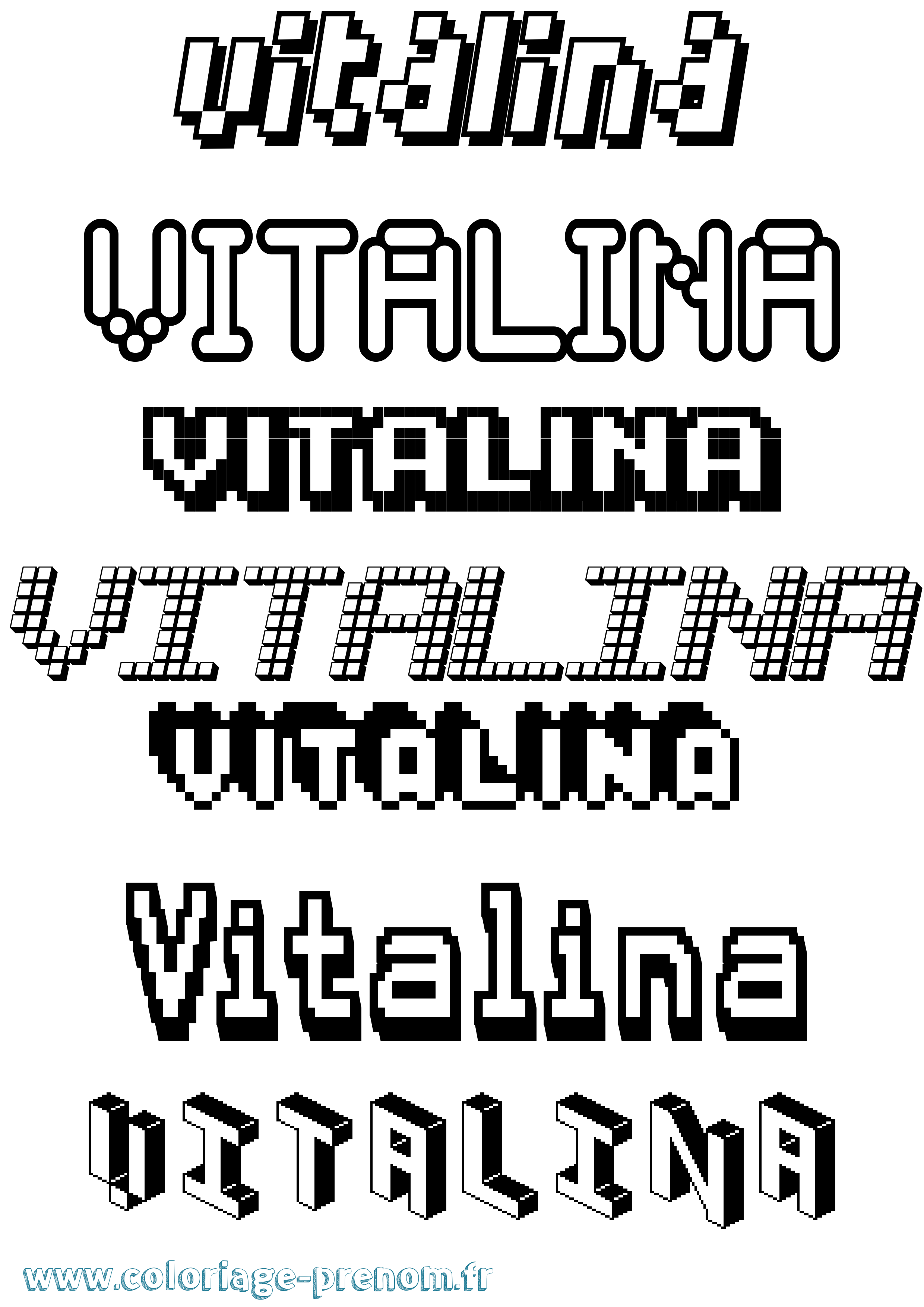 Coloriage Vitalina Pixel Coloriage prénom Vitalina Pixel