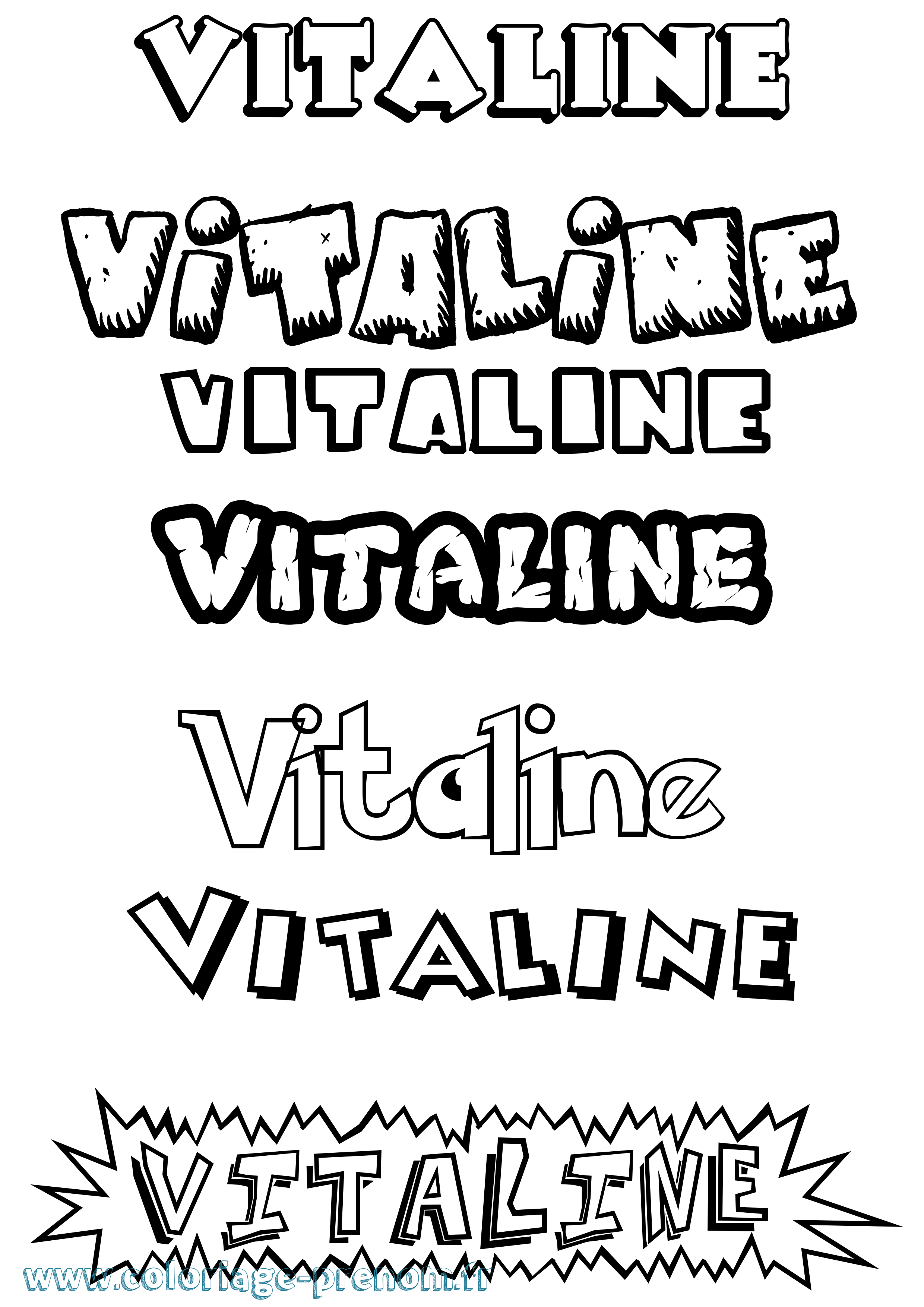 Coloriage Vitaline Dessin Animé Coloriage prénom Vitaline Dessin Animé