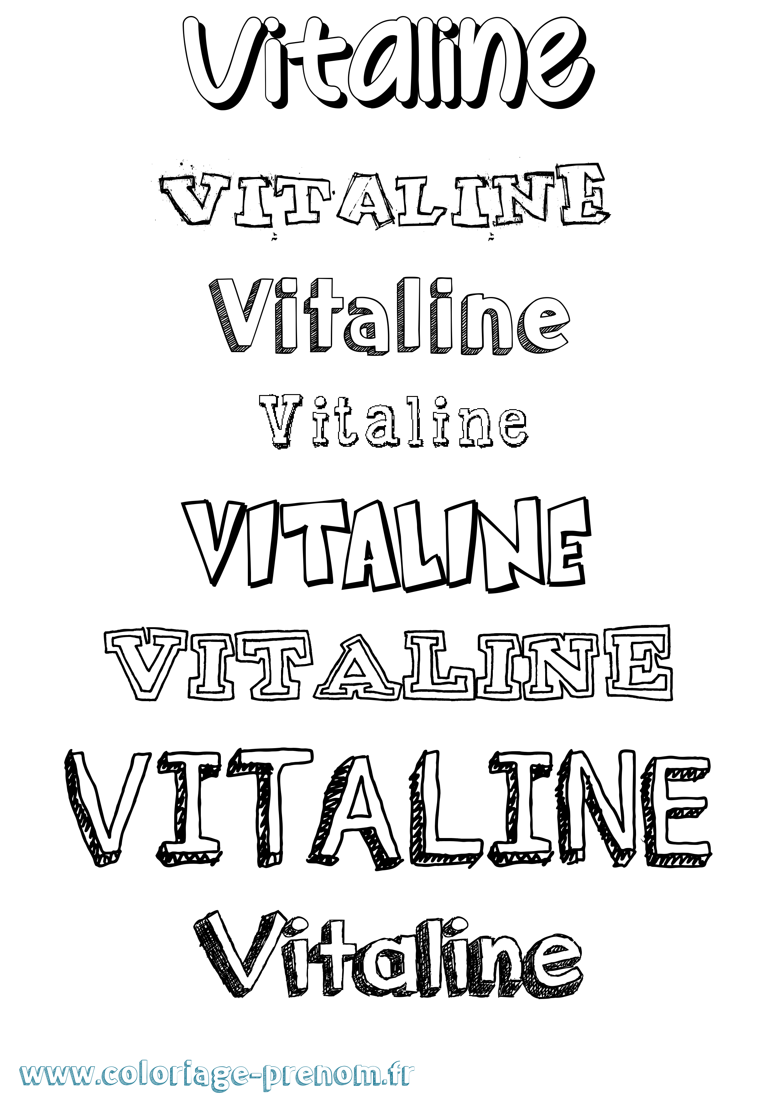 Coloriage Vitaline Dessiné Coloriage prénom Vitaline Dessiné
