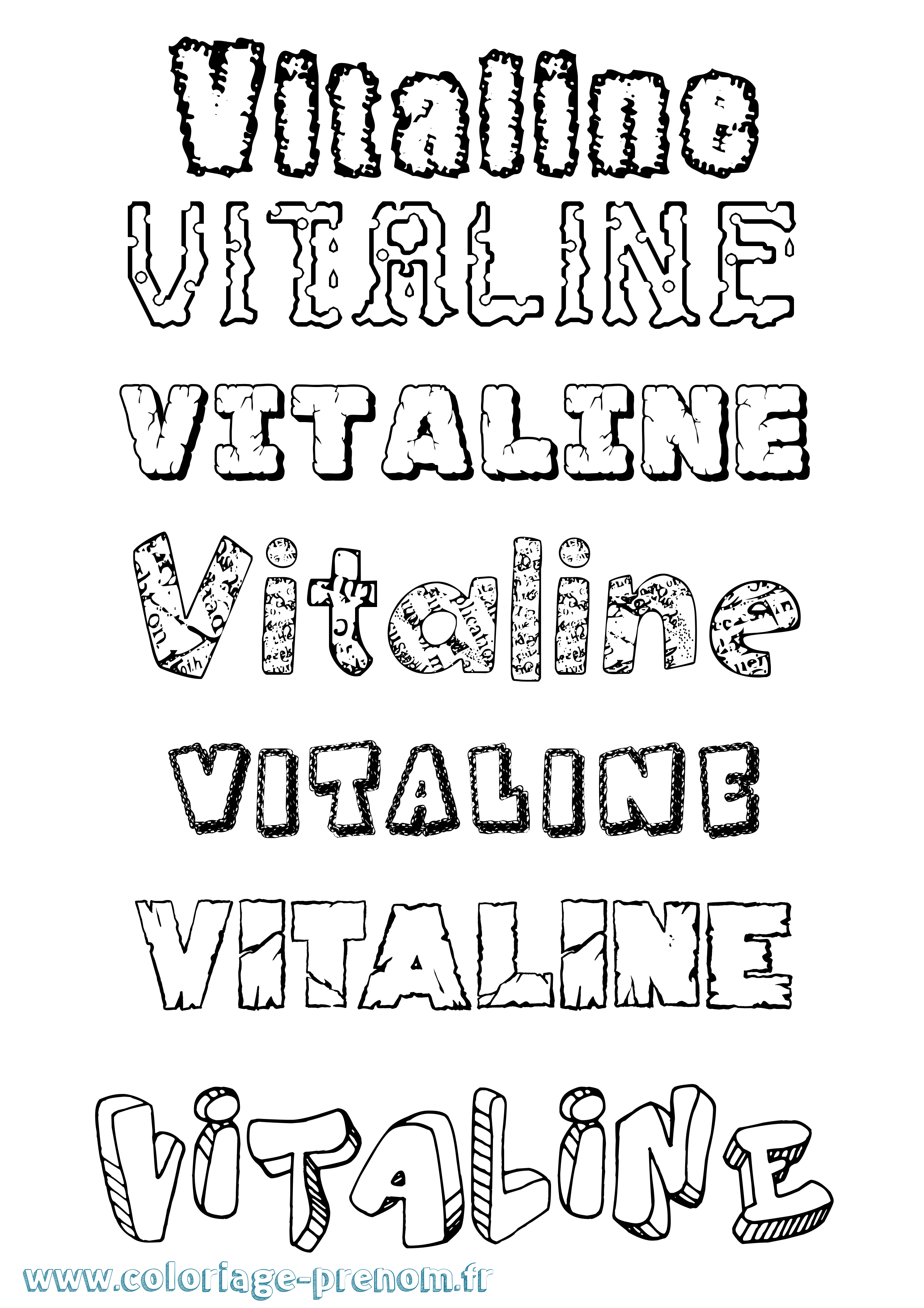 Coloriage Vitaline Destructuré Coloriage prénom Vitaline Destructuré