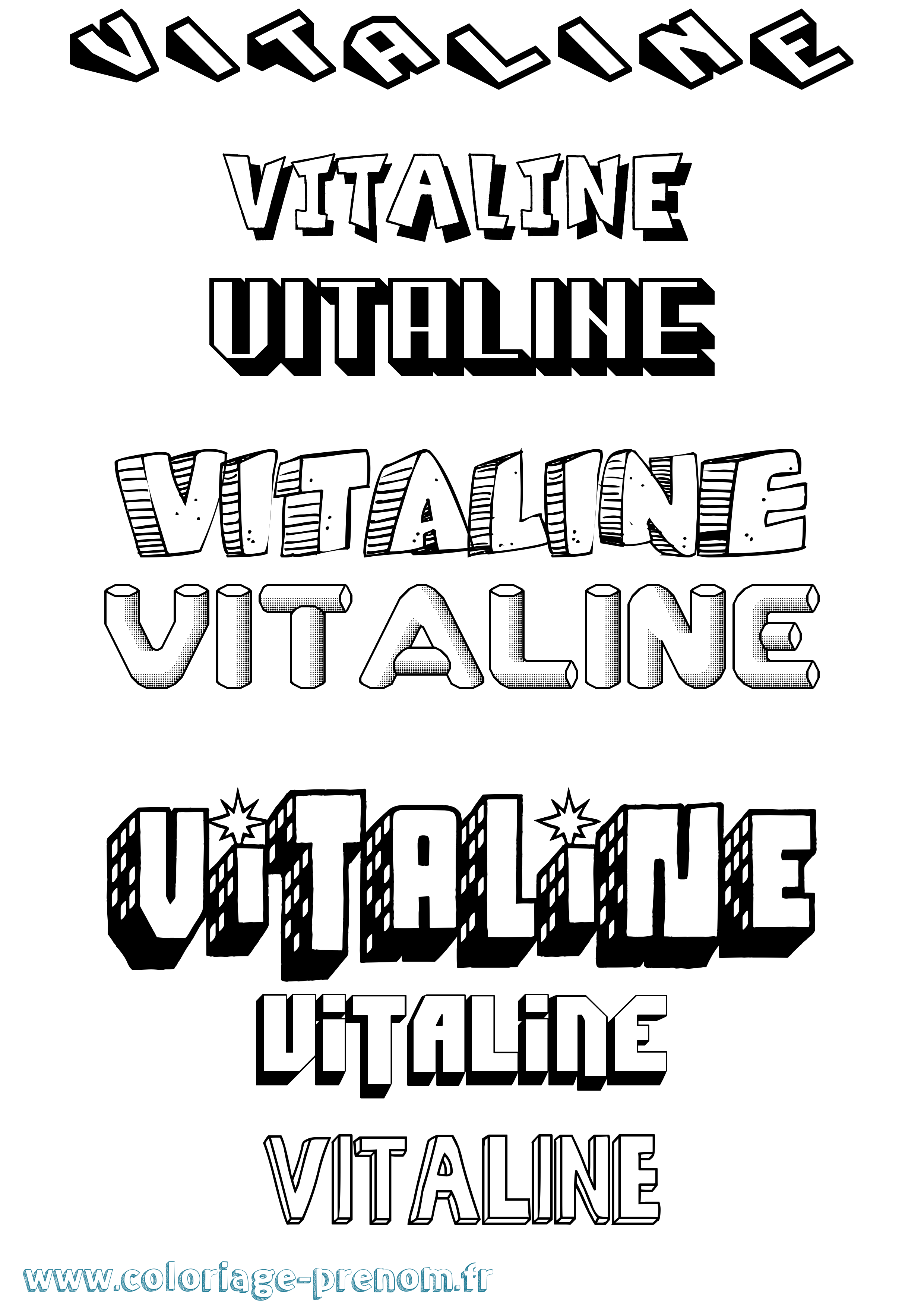 Coloriage Vitaline Effet 3D Coloriage prénom Vitaline Effet 3D