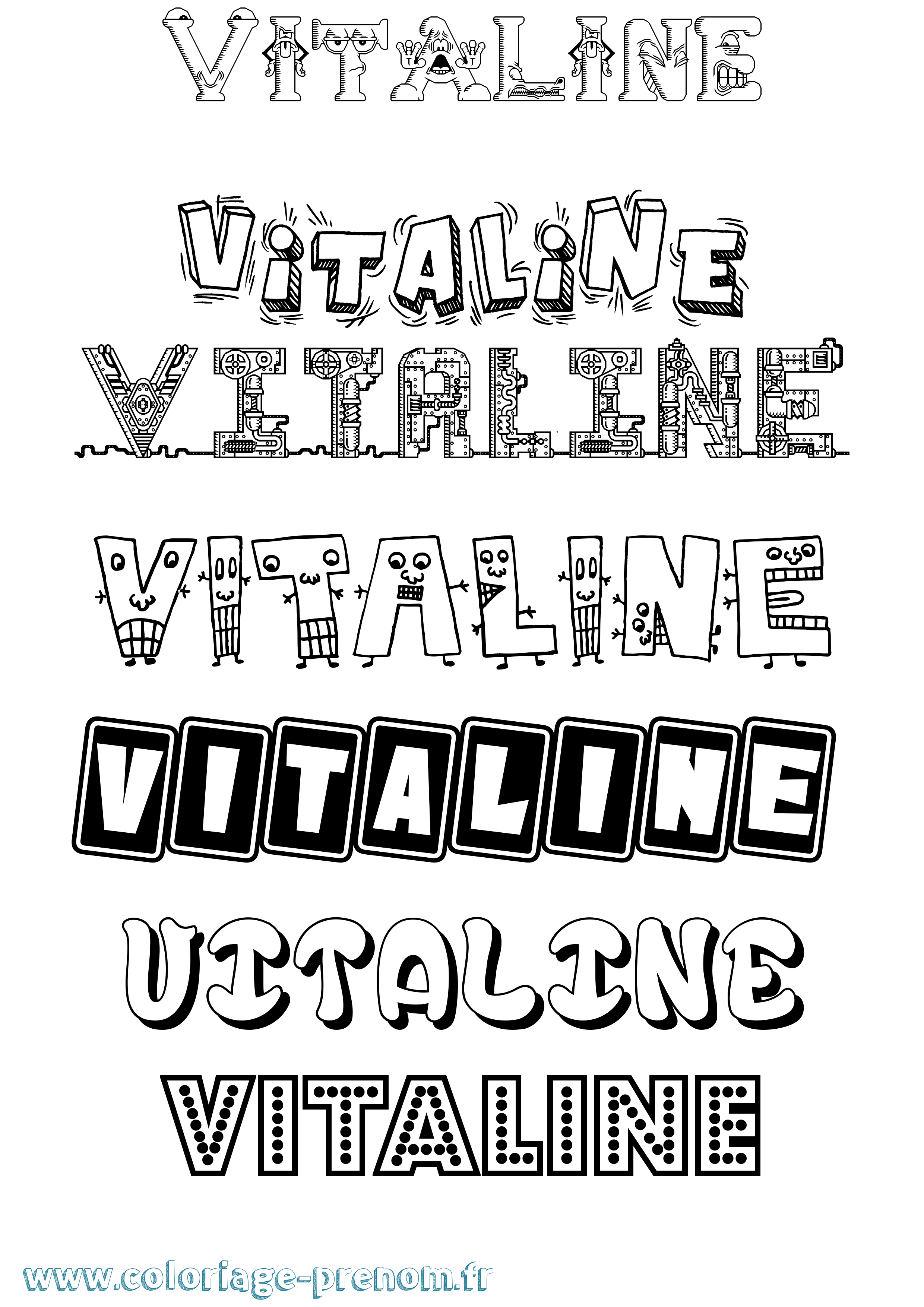 Coloriage Vitaline Fun Coloriage prénom Vitaline Fun