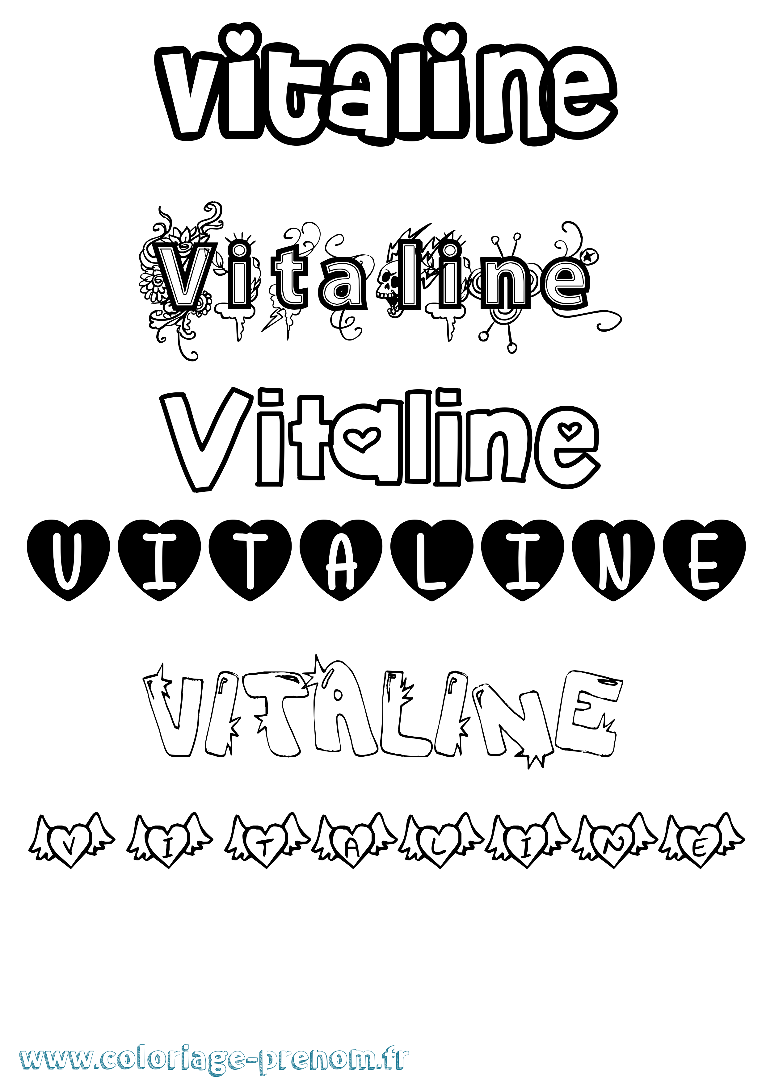 Coloriage Vitaline Girly Coloriage prénom Vitaline Girly