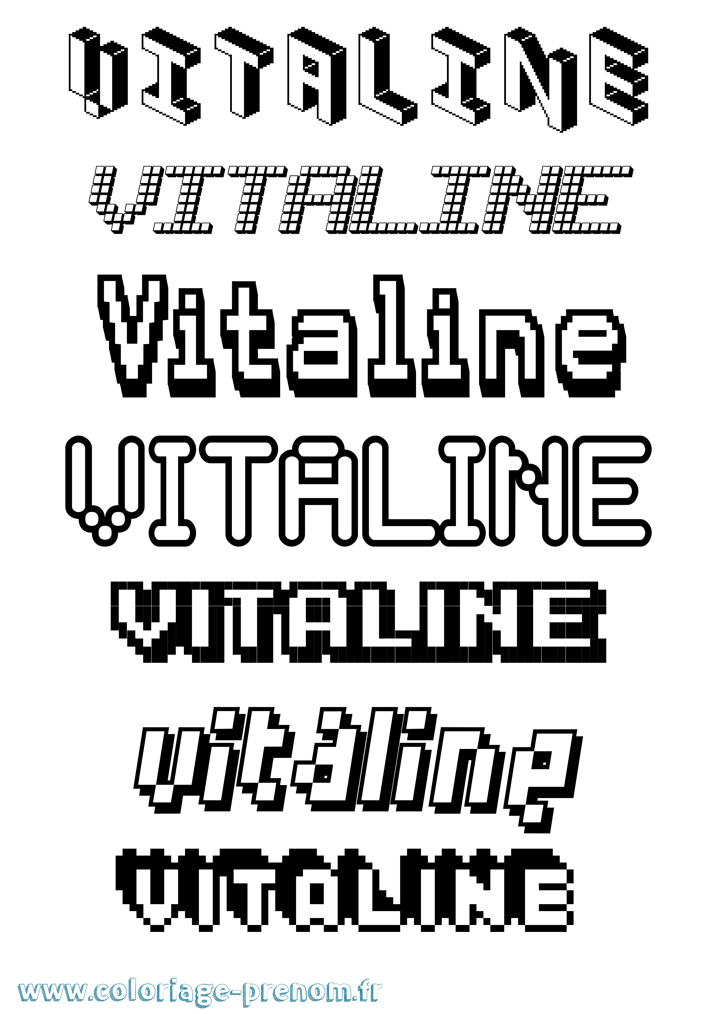 Coloriage Vitaline Pixel Coloriage prénom Vitaline Pixel