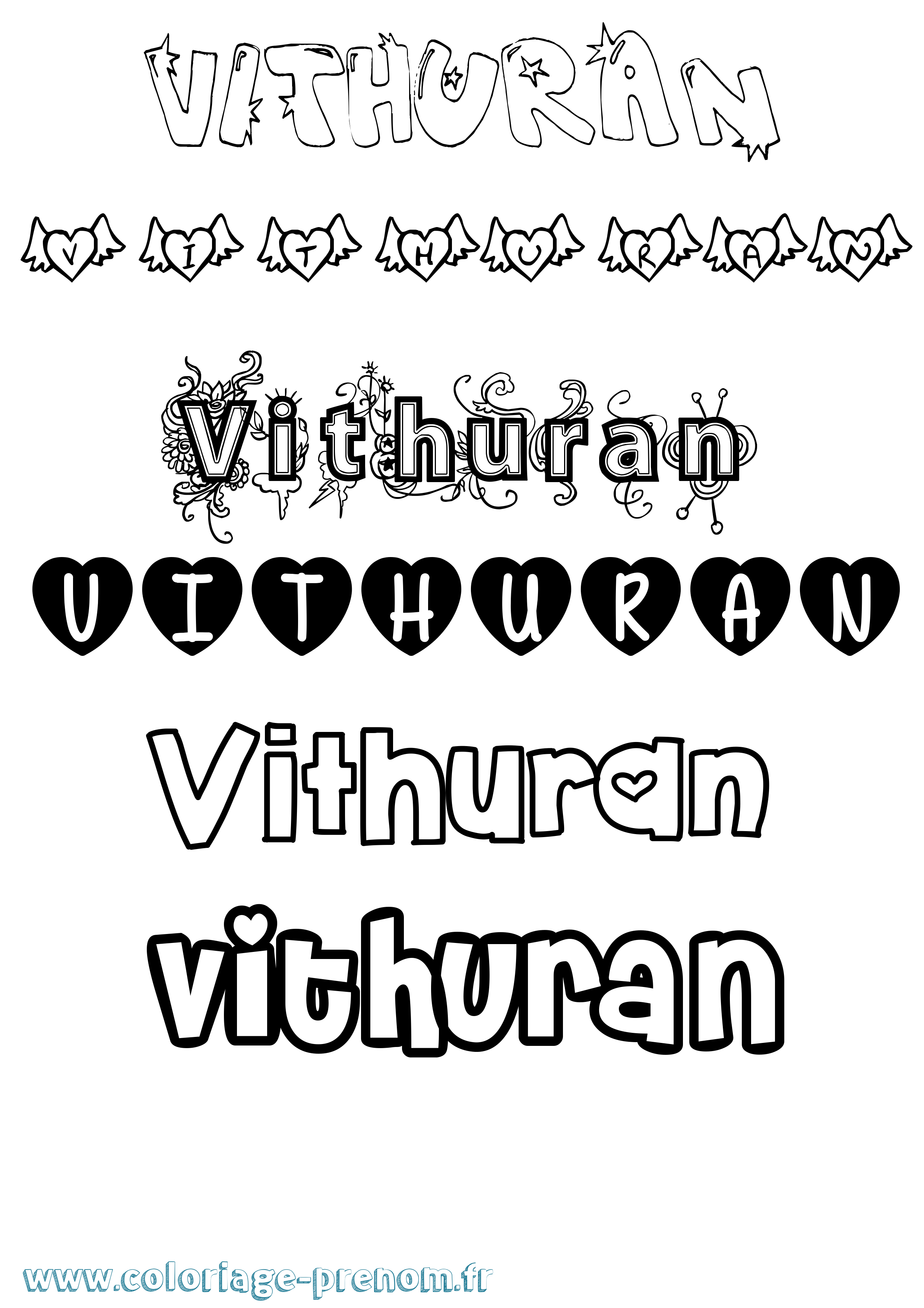 Coloriage Vithuran Girly Coloriage prénom Vithuran Girly