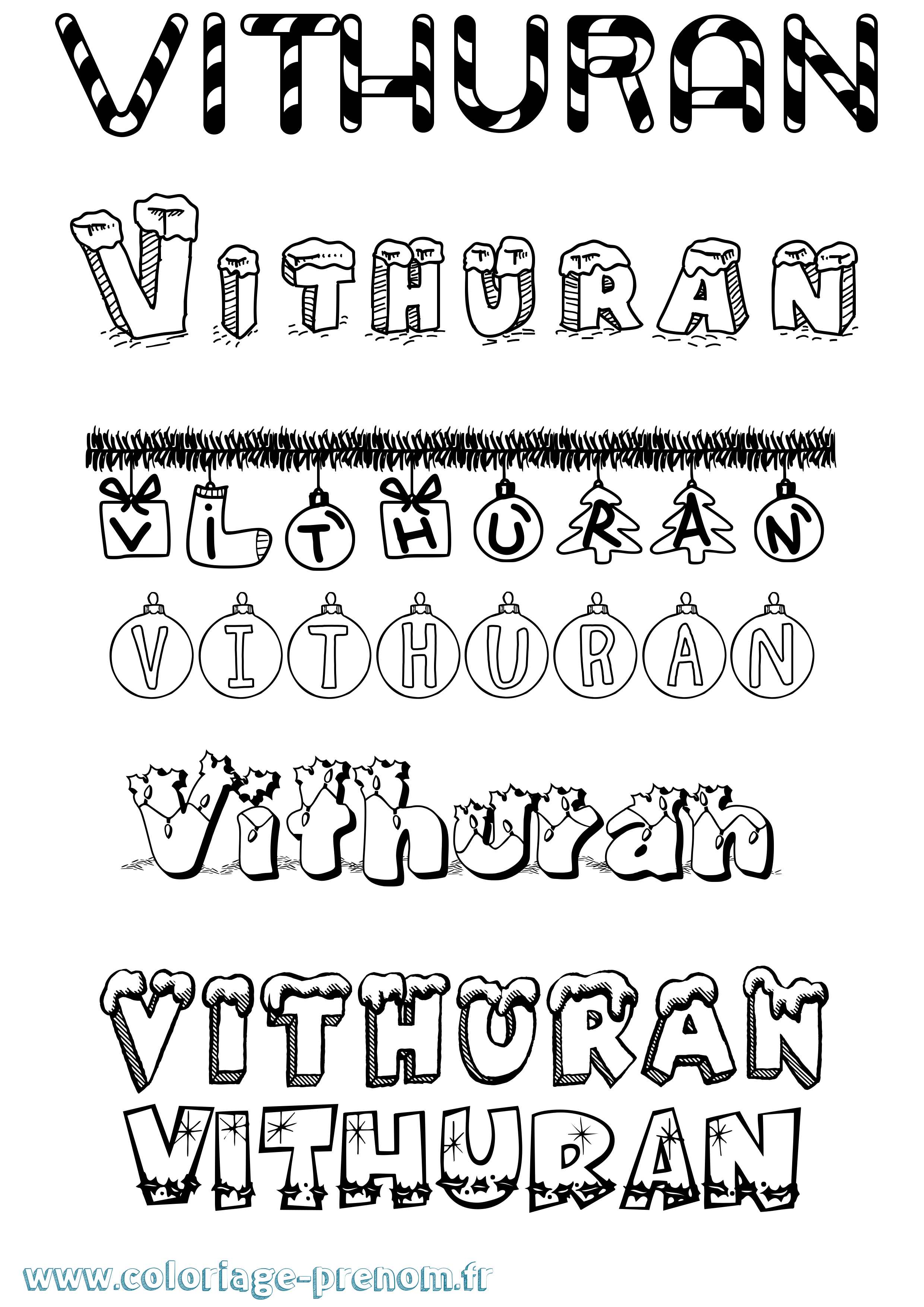 Coloriage Vithuran Noël Coloriage prénom Vithuran Noël