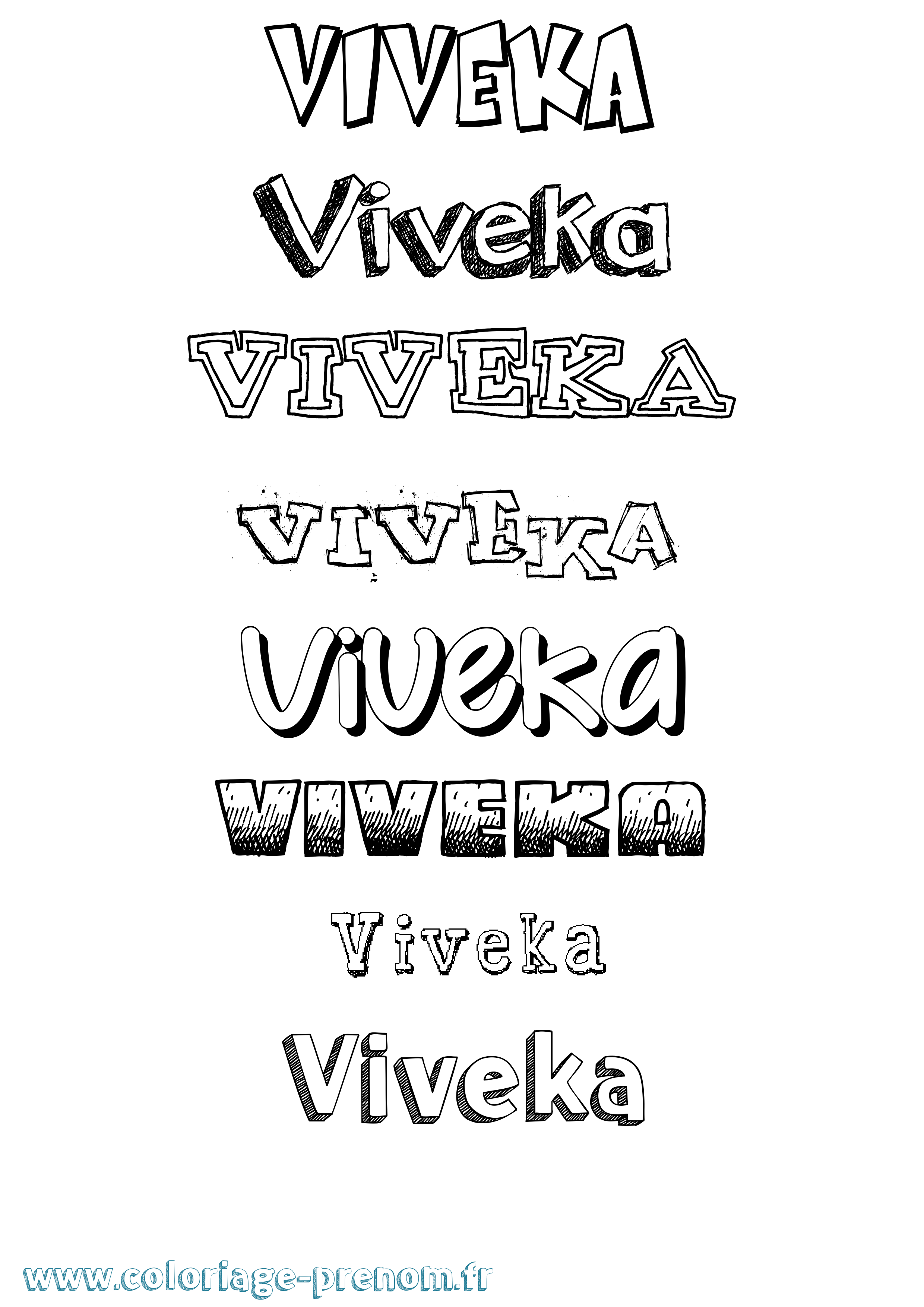 Coloriage Viveka Dessiné Coloriage prénom Viveka Dessiné