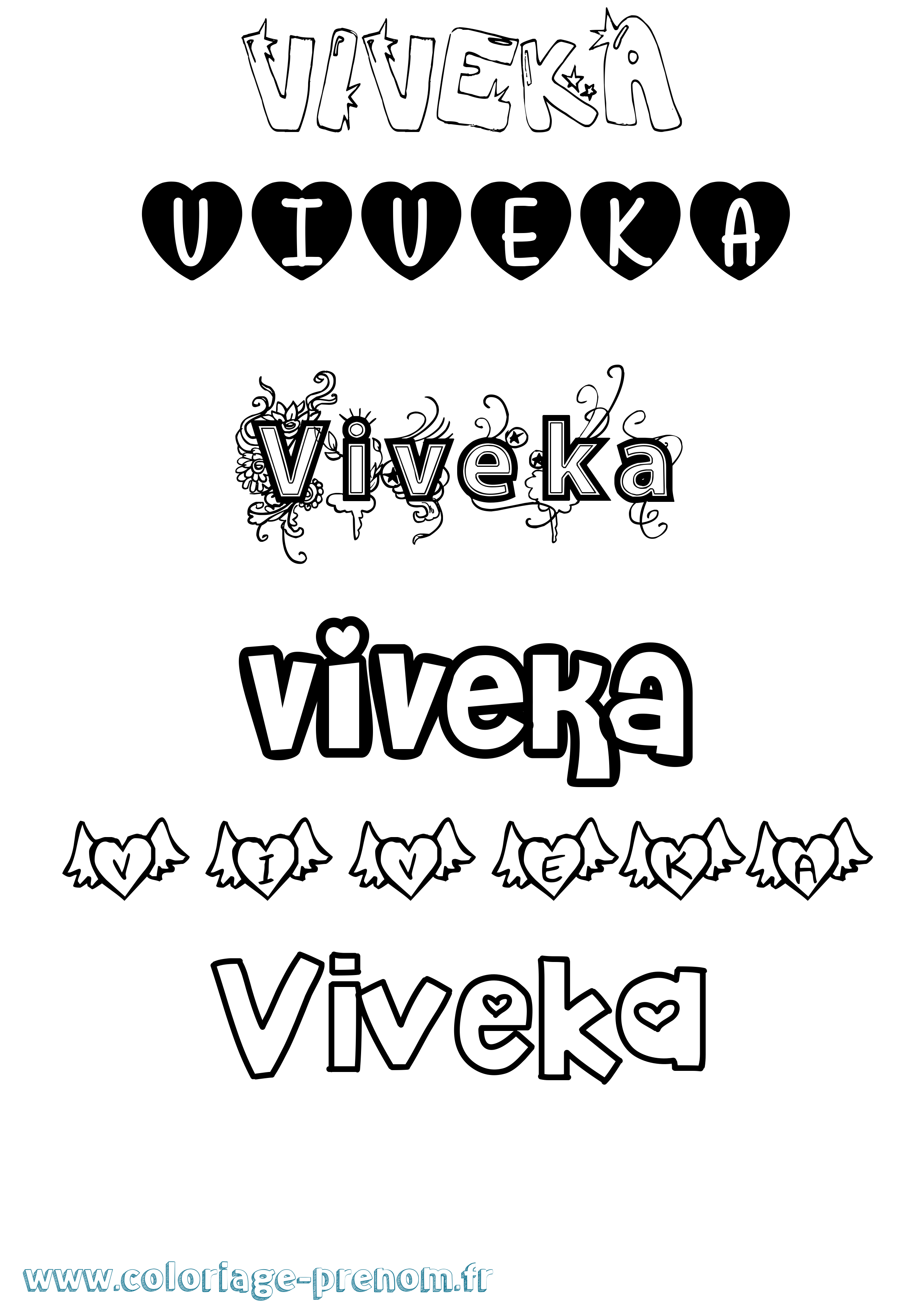 Coloriage Viveka Girly Coloriage prénom Viveka Girly