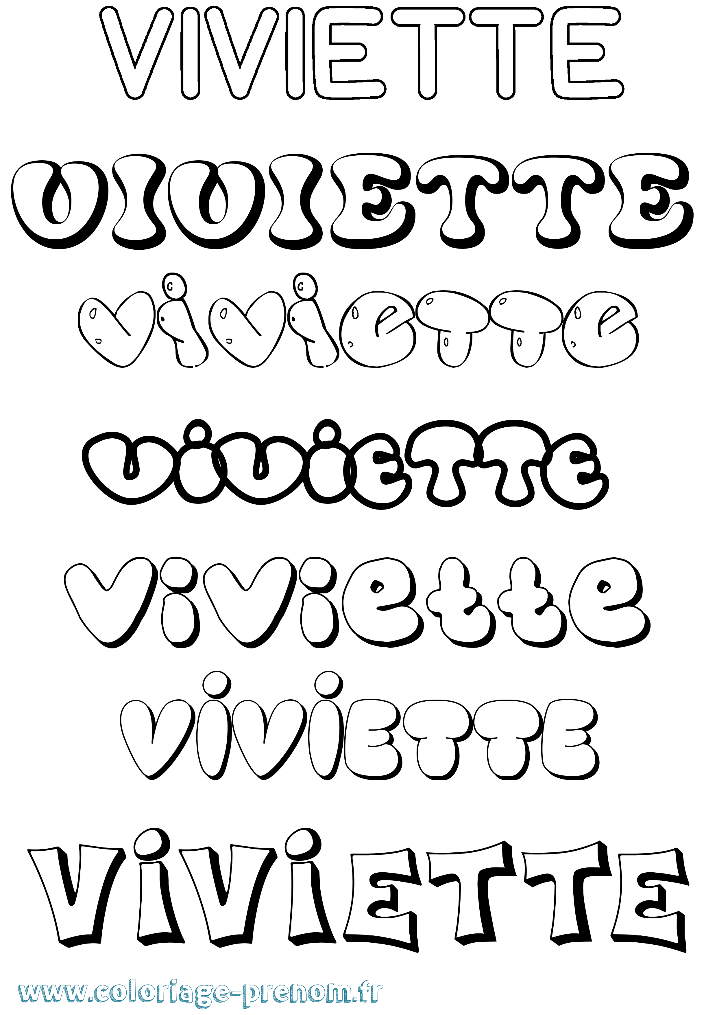 Coloriage Viviette Bubble Coloriage prénom Viviette Bubble