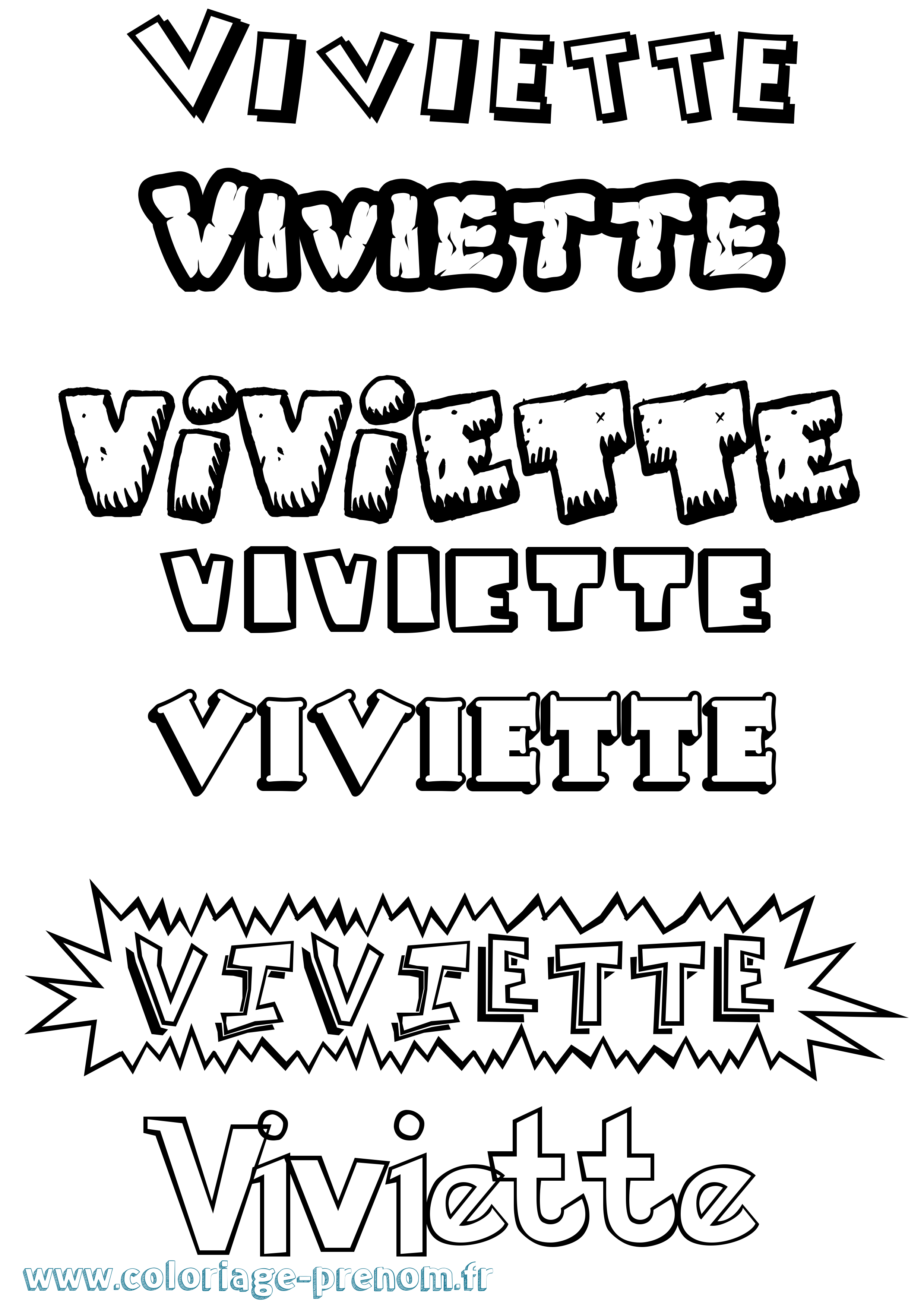 Coloriage Viviette Dessin Animé Coloriage prénom Viviette Dessin Animé