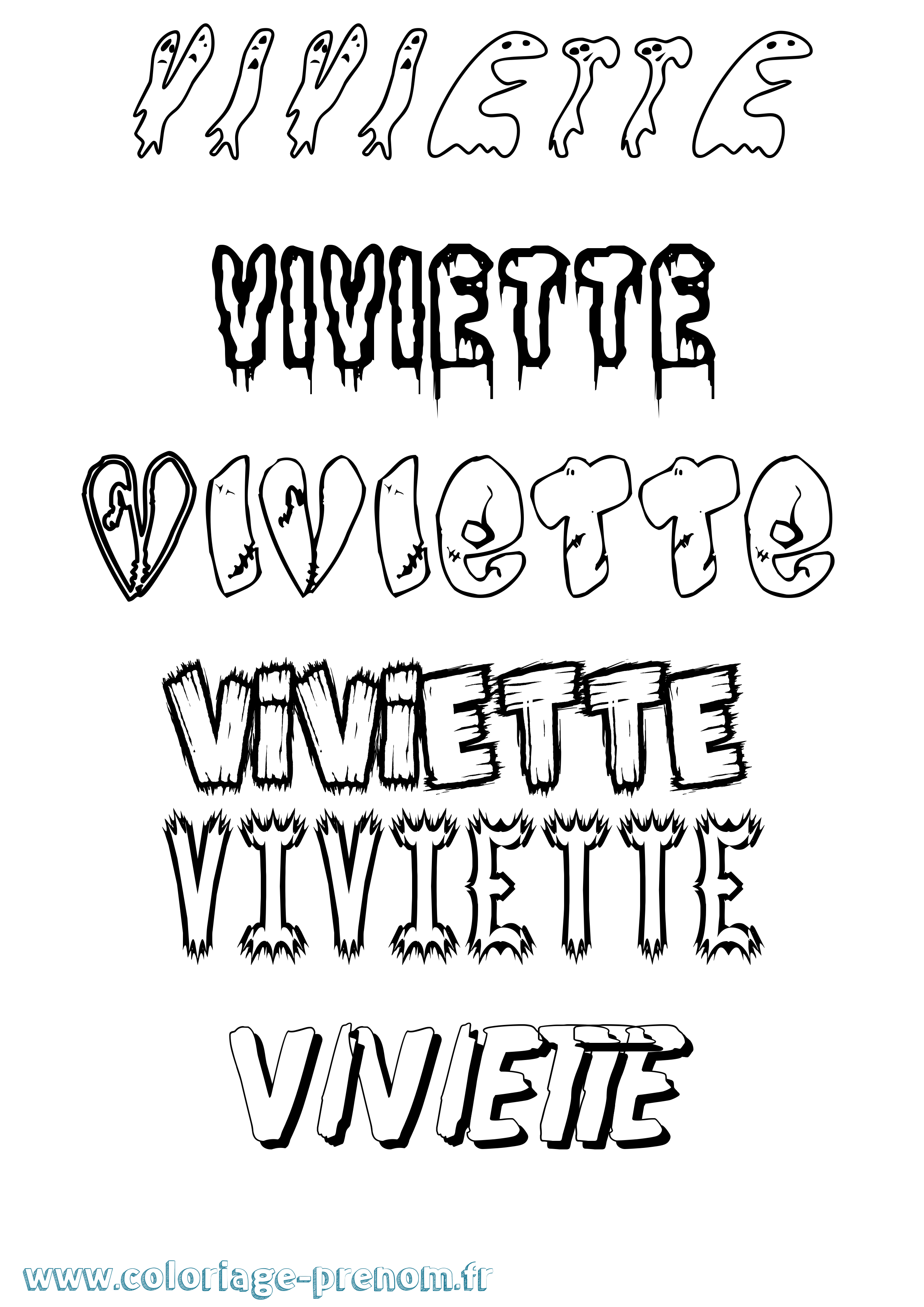 Coloriage Viviette Frisson Coloriage prénom Viviette Frisson