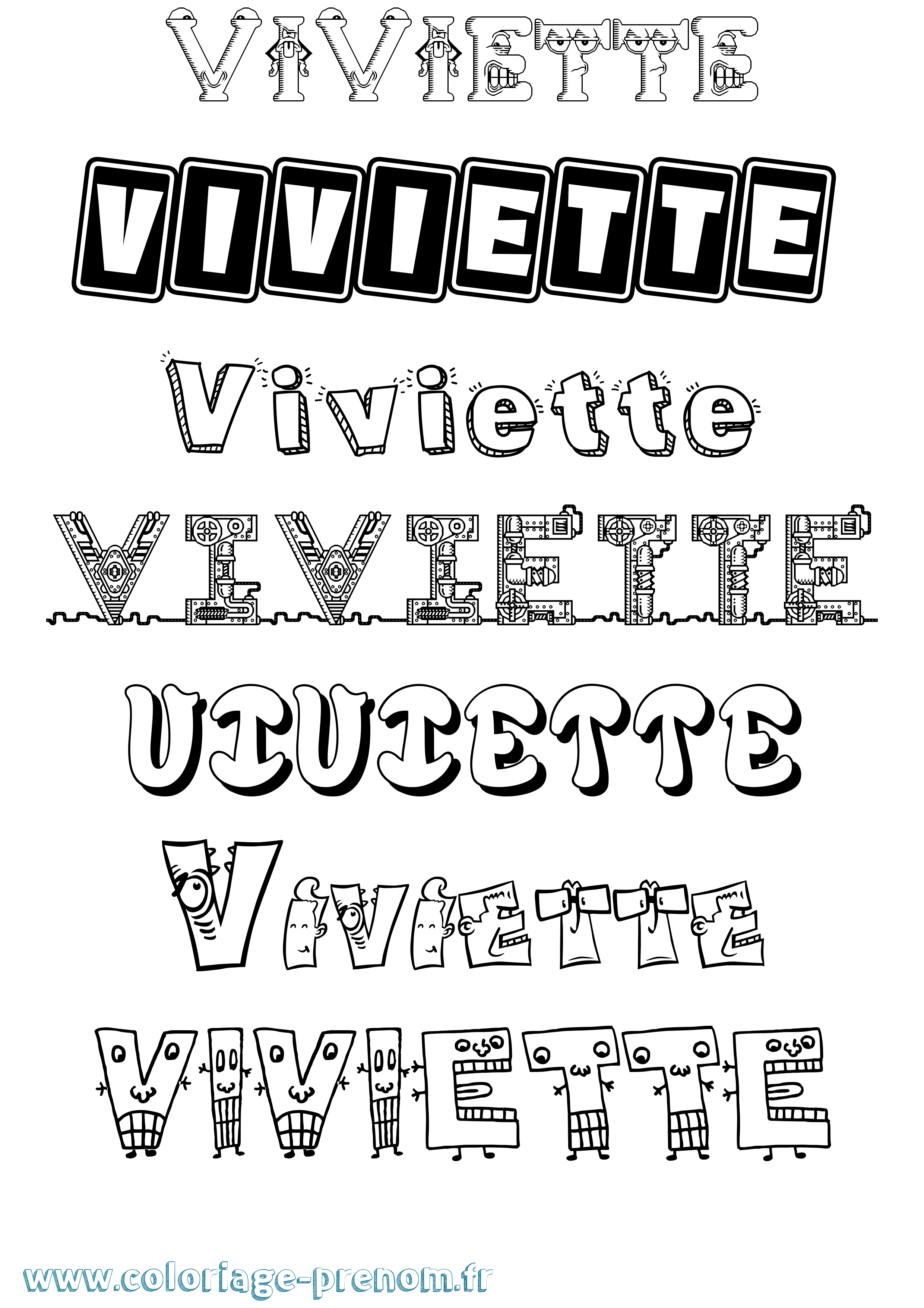 Coloriage Viviette Fun Coloriage prénom Viviette Fun