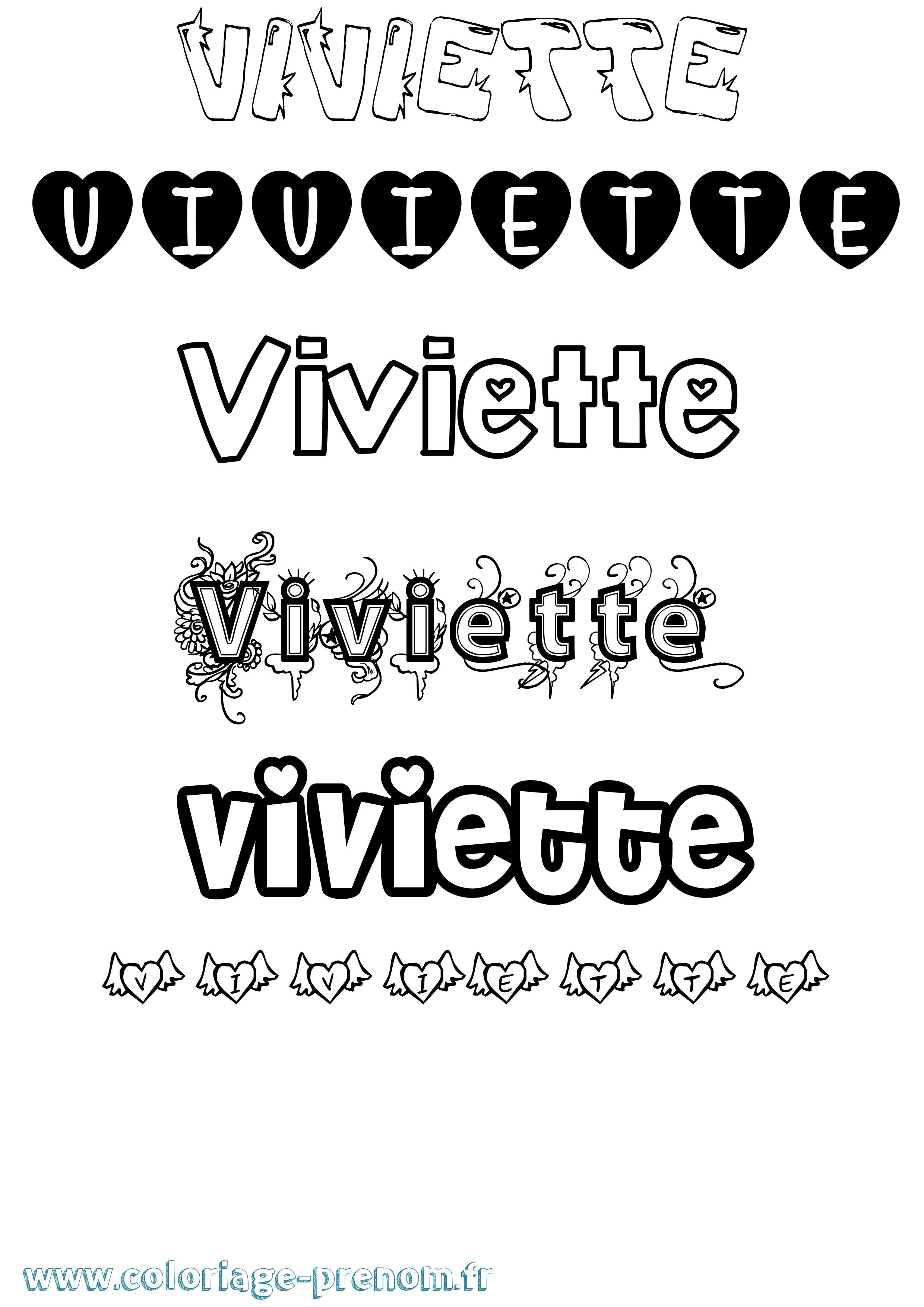 Coloriage Viviette Girly Coloriage prénom Viviette Girly