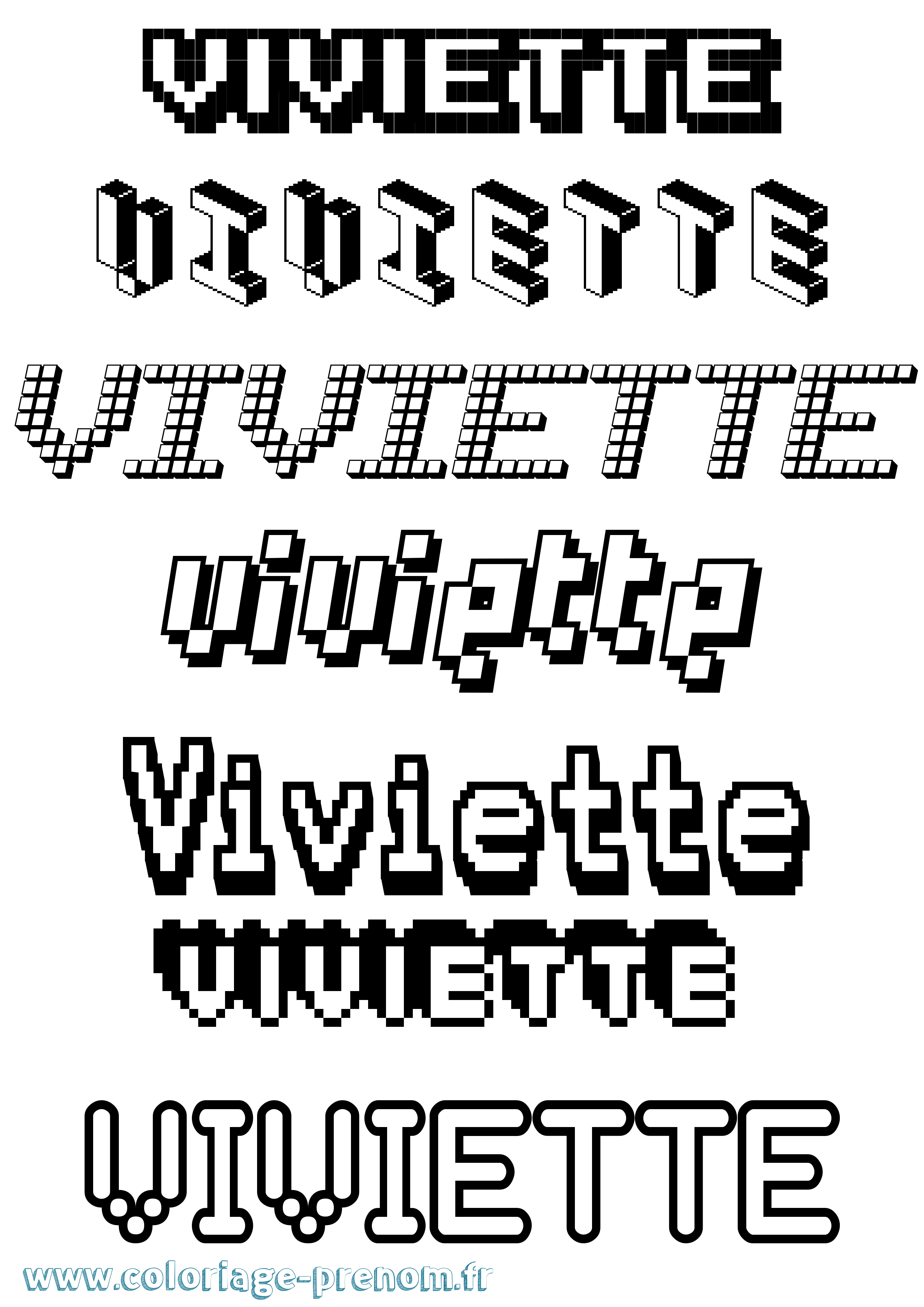 Coloriage Viviette Pixel Coloriage prénom Viviette Pixel