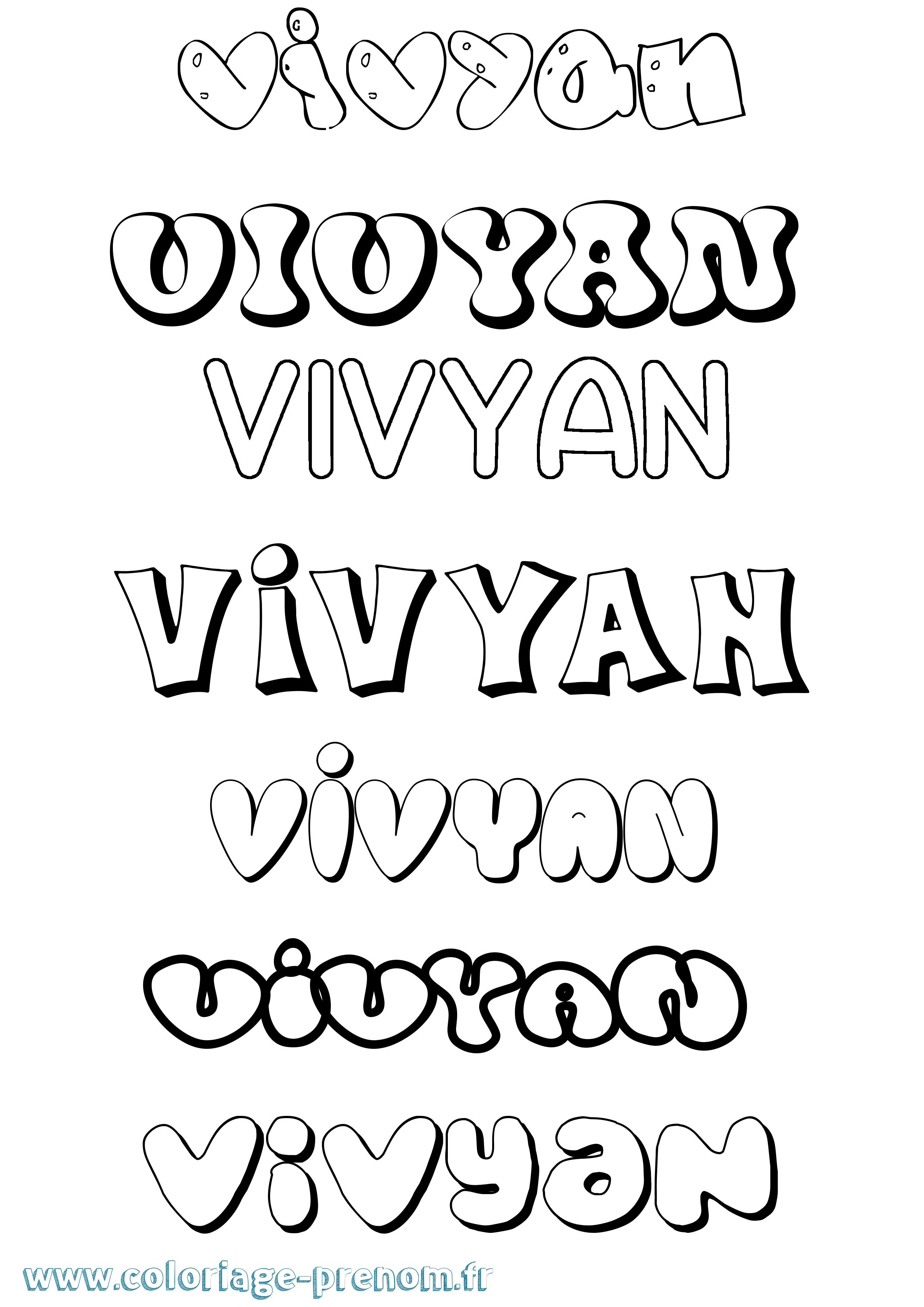 Coloriage Vivyan Bubble Coloriage prénom Vivyan Bubble