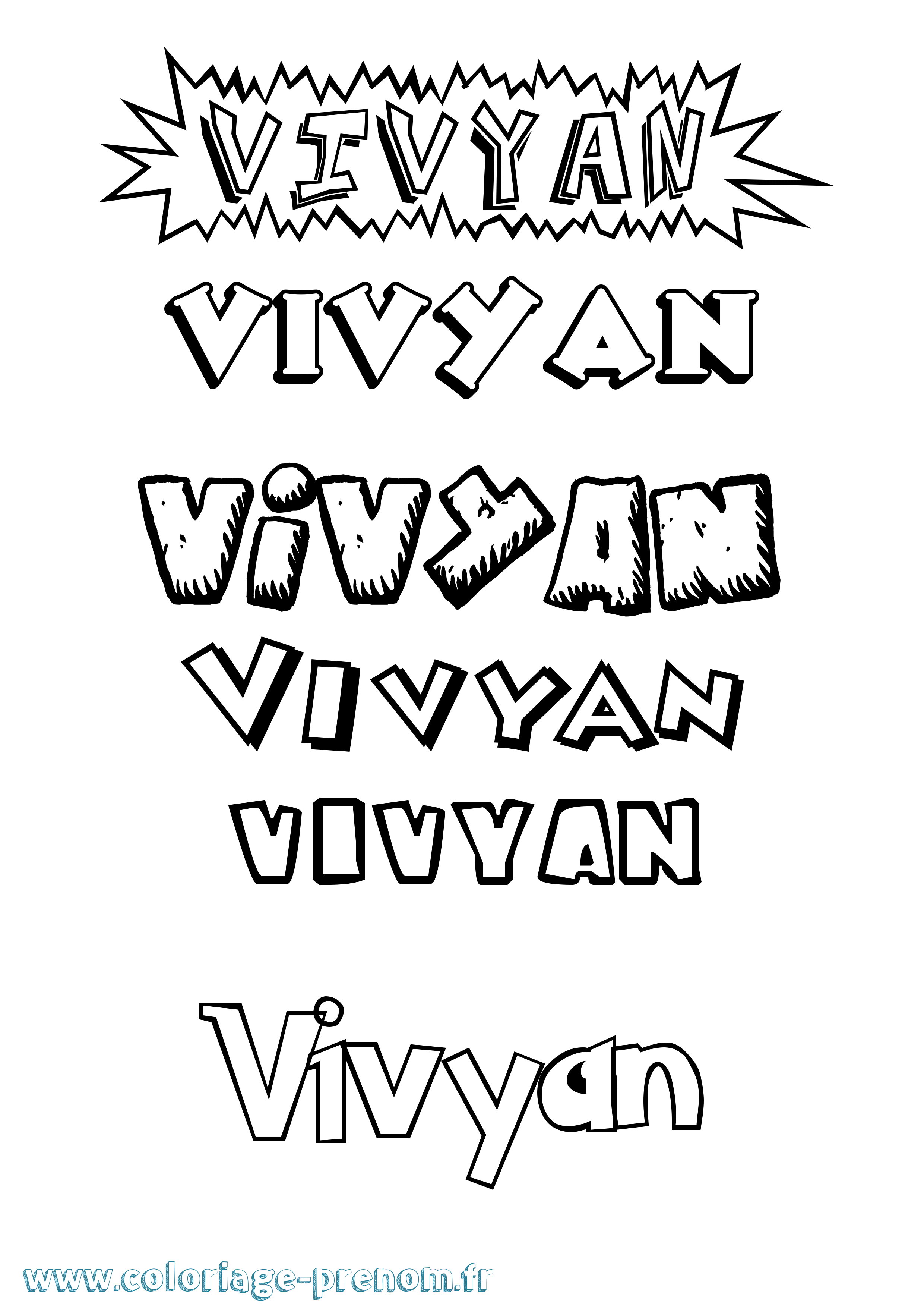 Coloriage Vivyan Dessin Animé Coloriage prénom Vivyan Dessin Animé
