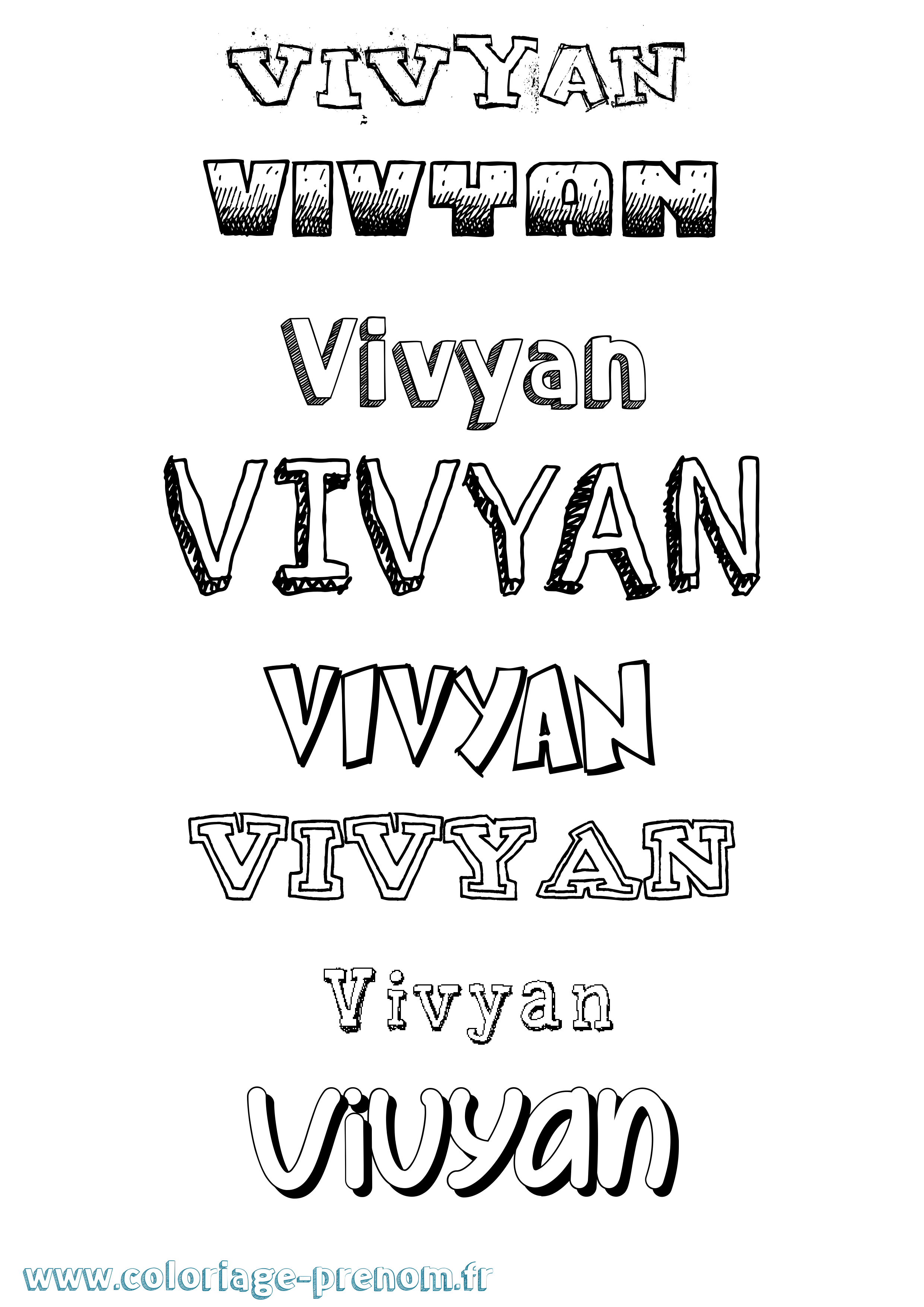 Coloriage Vivyan Dessiné Coloriage prénom Vivyan Dessiné