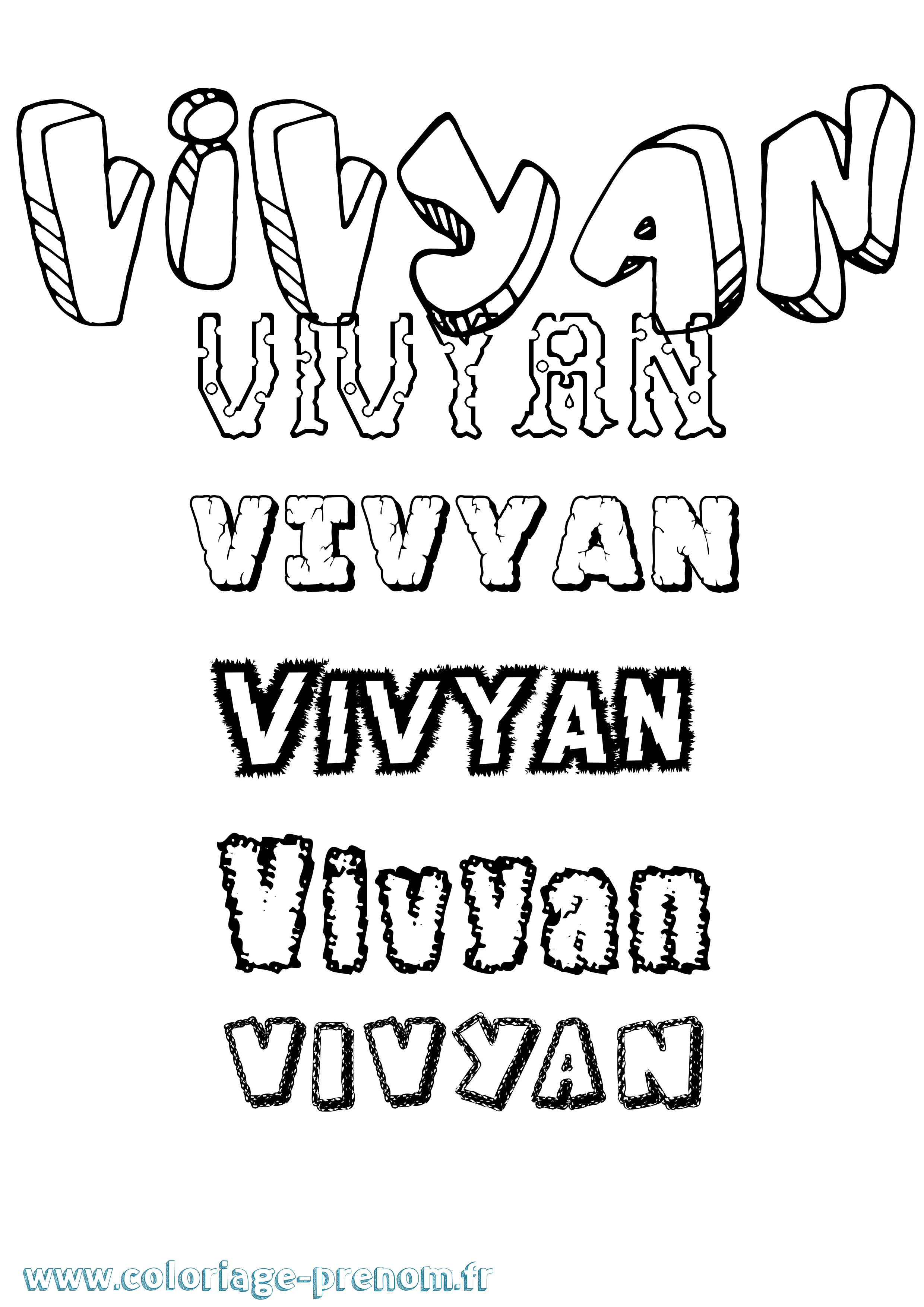Coloriage Vivyan Destructuré Coloriage prénom Vivyan Destructuré