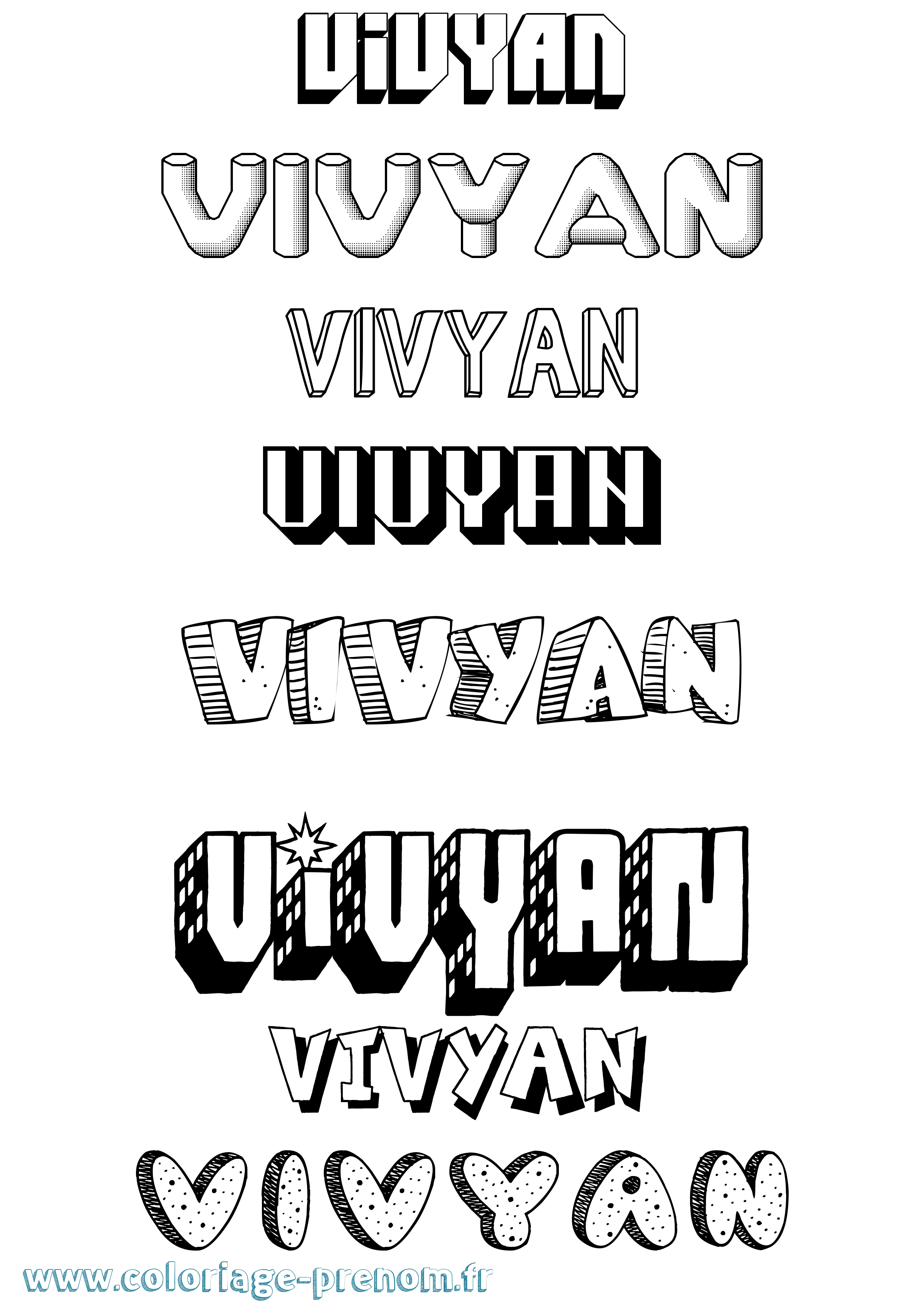 Coloriage Vivyan Effet 3D Coloriage prénom Vivyan Effet 3D