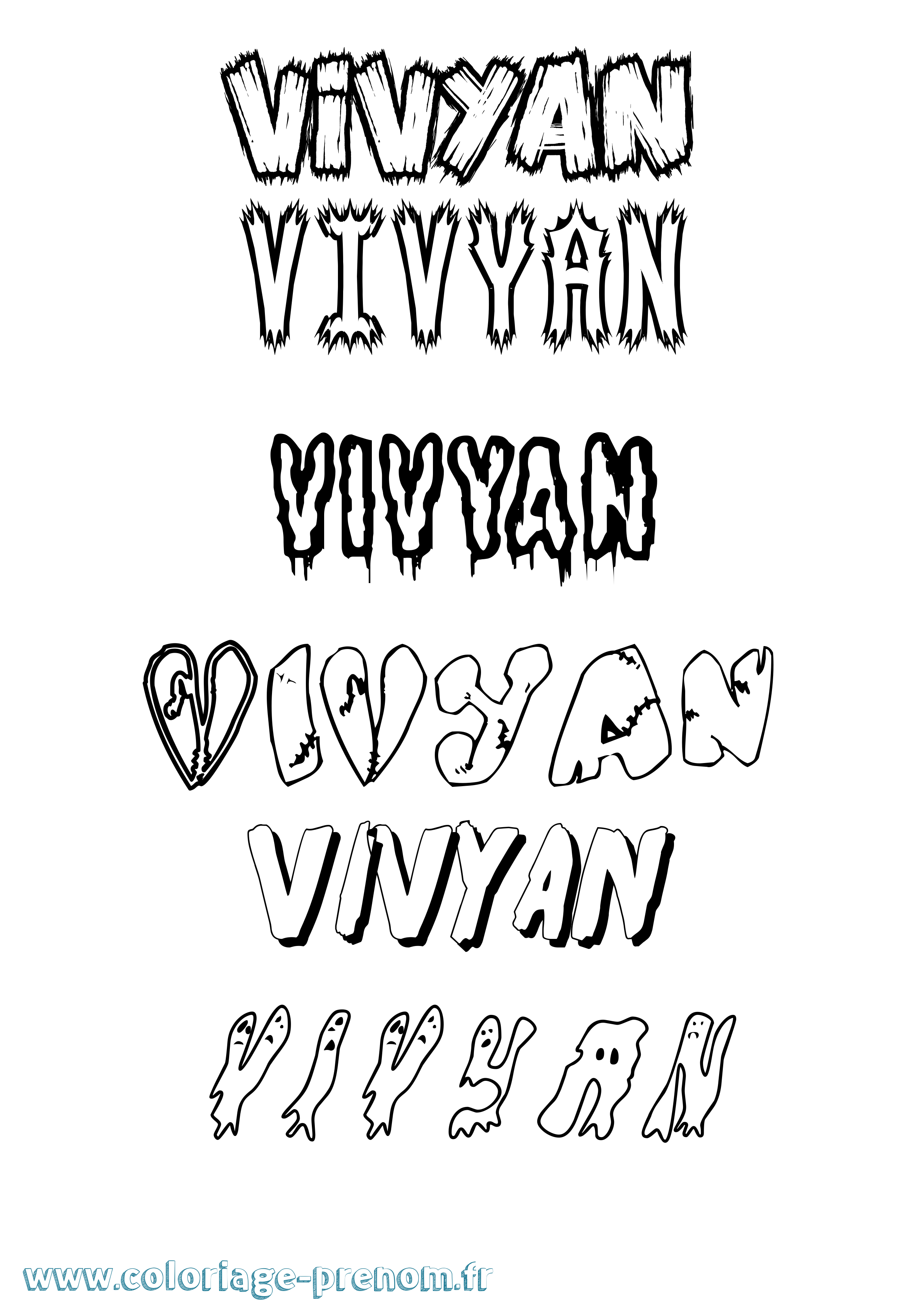 Coloriage Vivyan Frisson Coloriage prénom Vivyan Frisson
