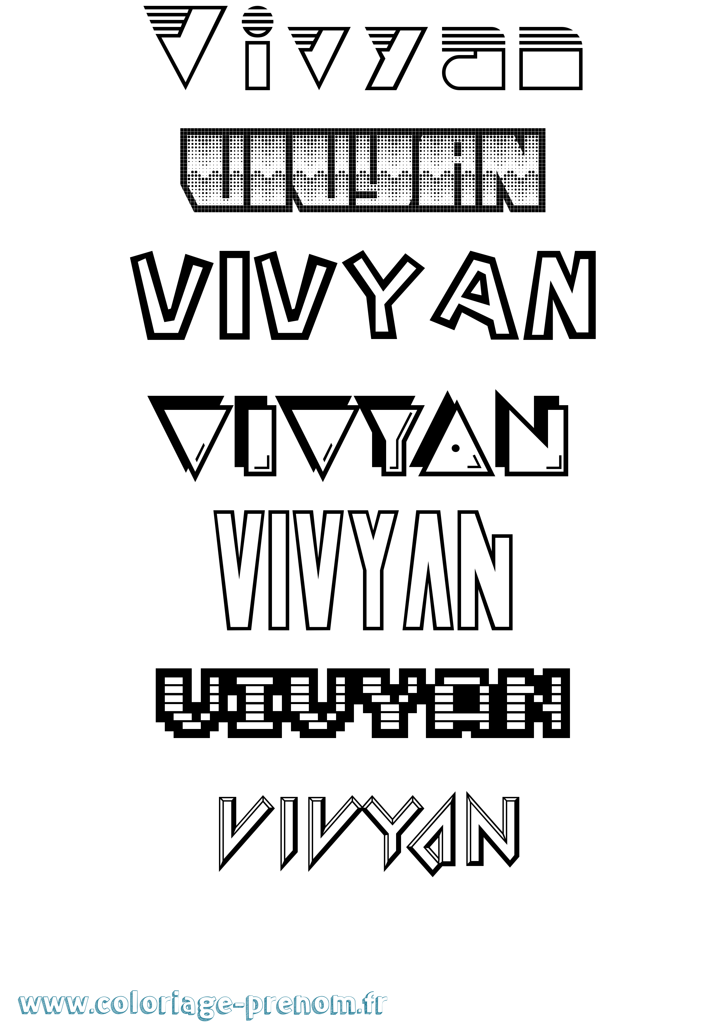Coloriage Vivyan Jeux Vidéos Coloriage prénom Vivyan Jeux Vidéos