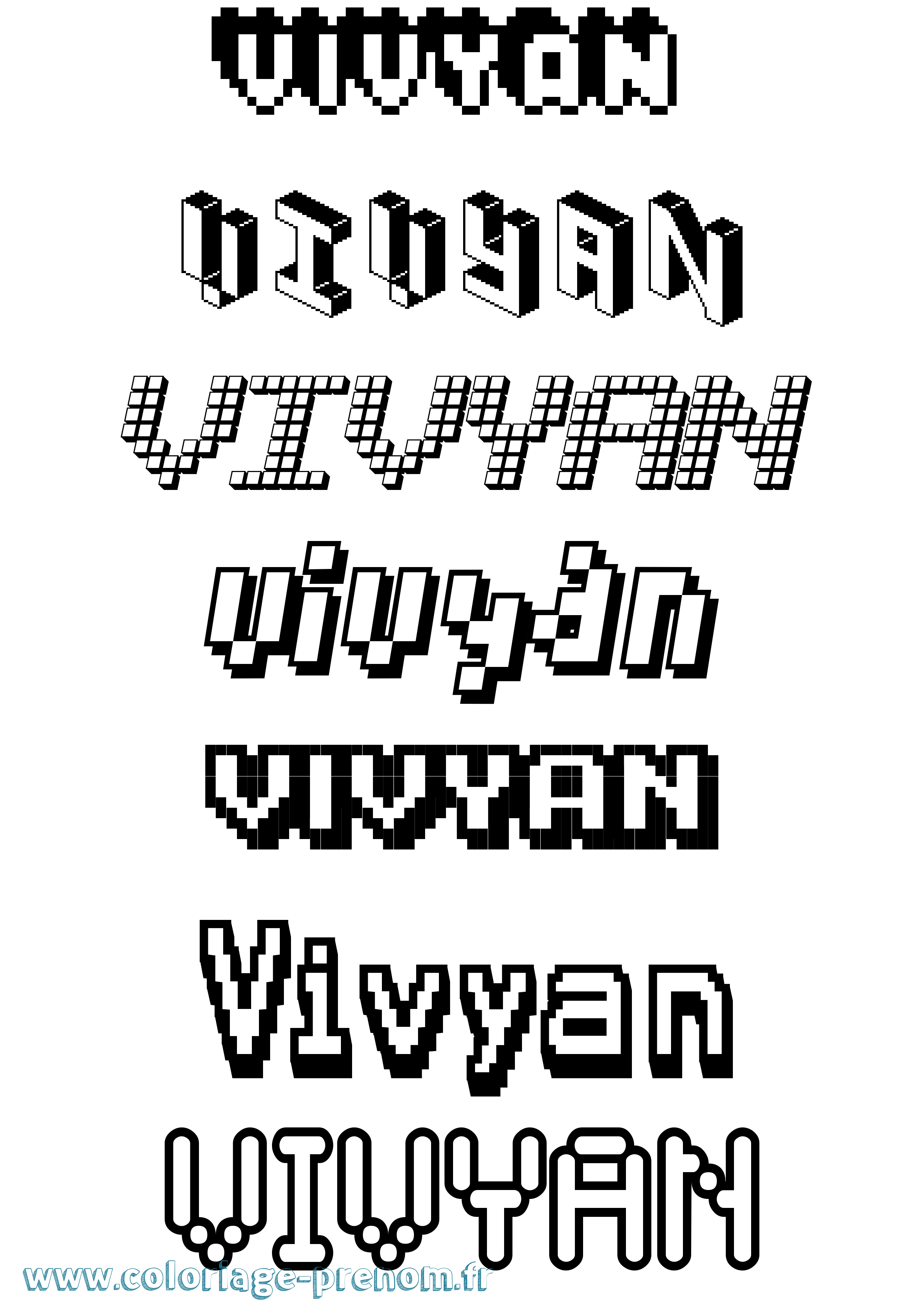 Coloriage Vivyan Pixel Coloriage prénom Vivyan Pixel