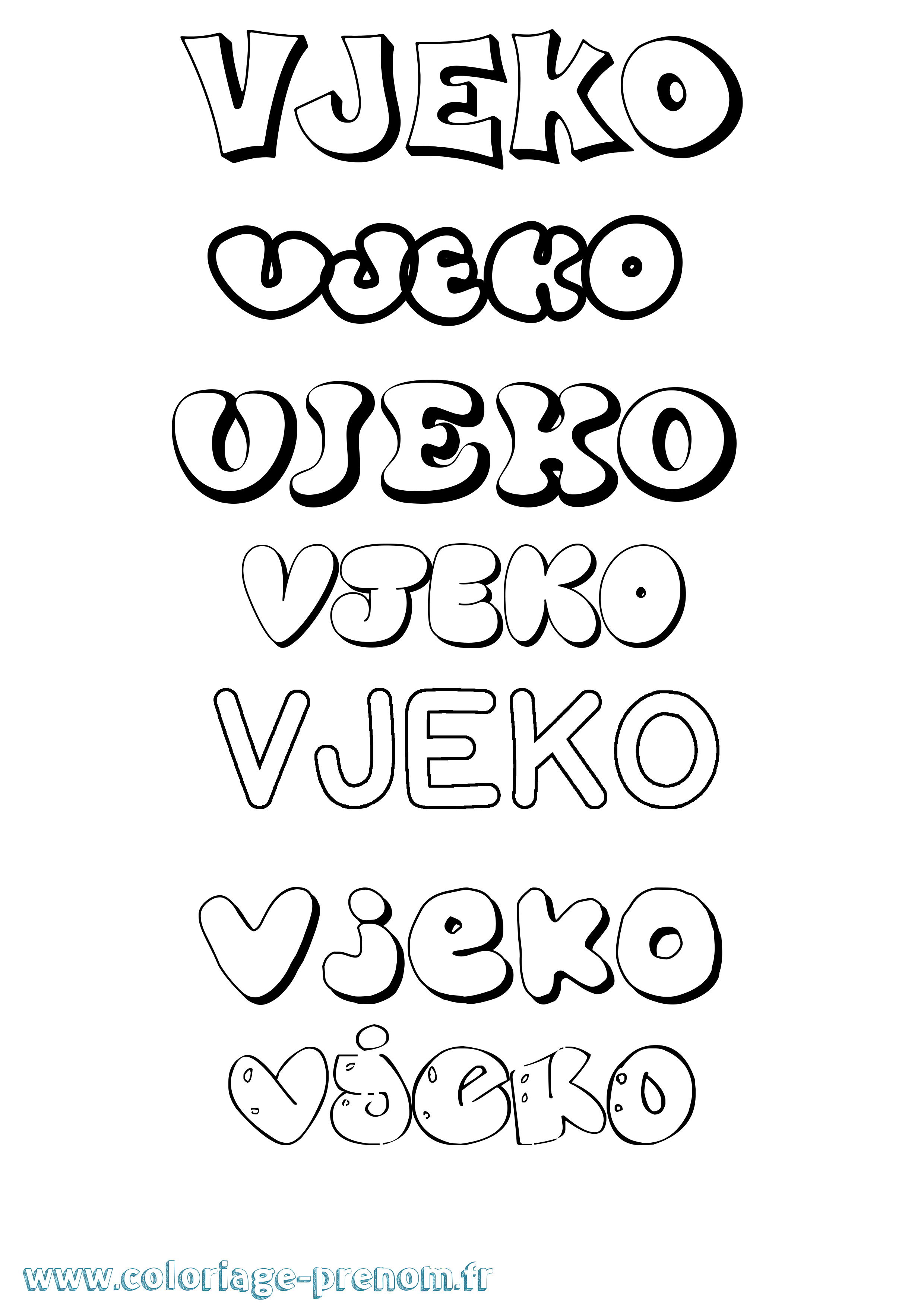Coloriage Vjeko Bubble Coloriage prénom Vjeko Bubble