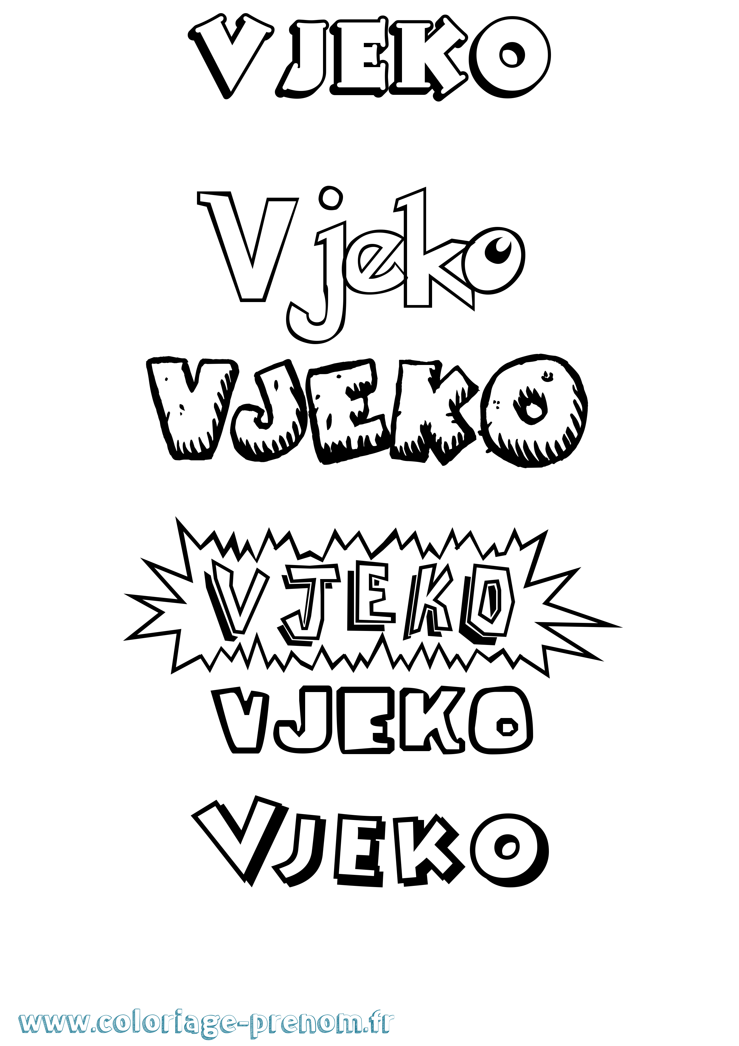 Coloriage Vjeko Dessin Animé Coloriage prénom Vjeko Dessin Animé