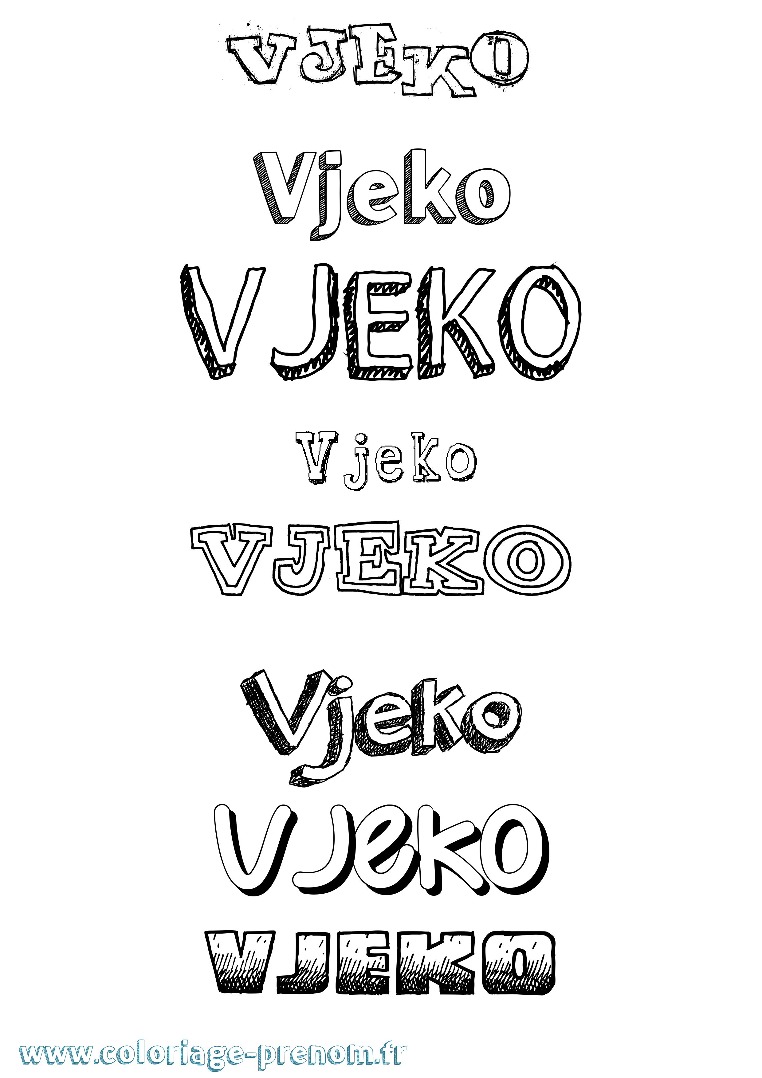Coloriage Vjeko Dessiné Coloriage prénom Vjeko Dessiné