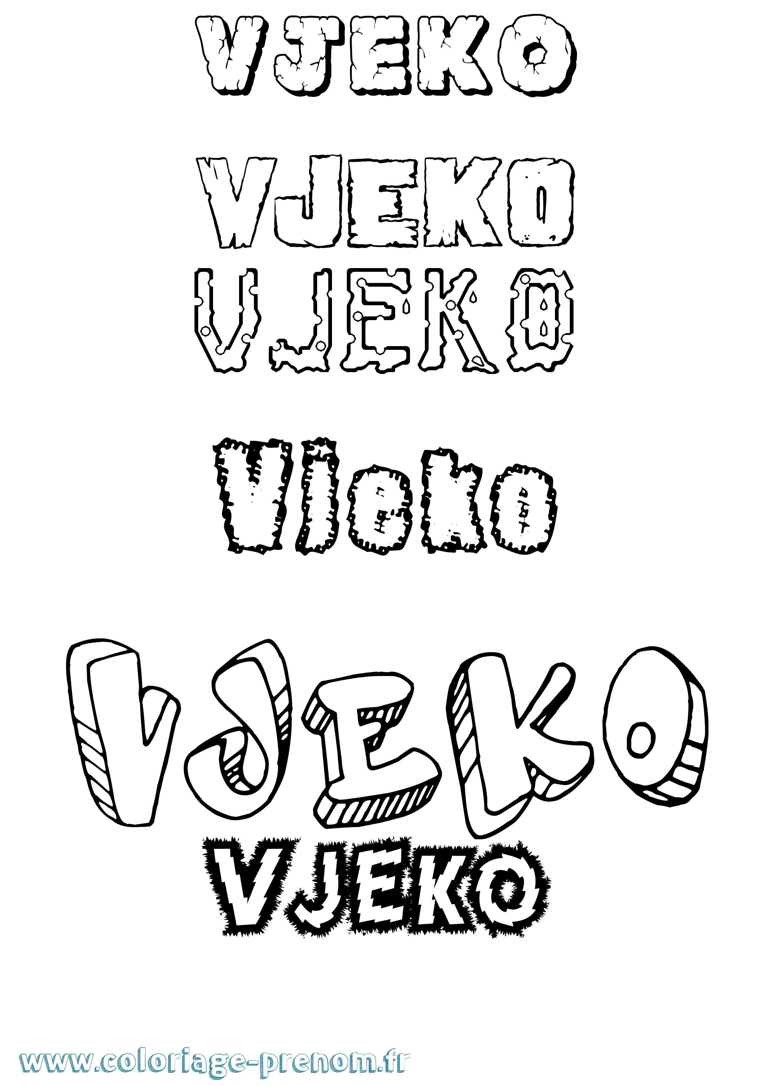 Coloriage Vjeko Destructuré Coloriage prénom Vjeko Destructuré