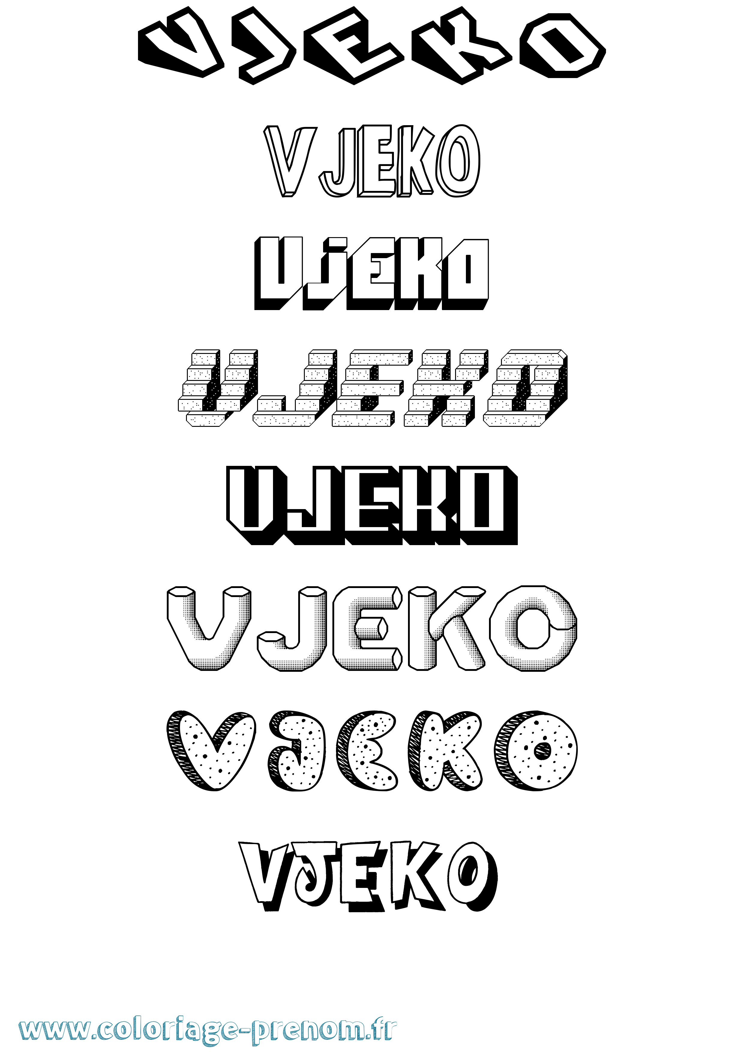 Coloriage Vjeko Effet 3D Coloriage prénom Vjeko Effet 3D