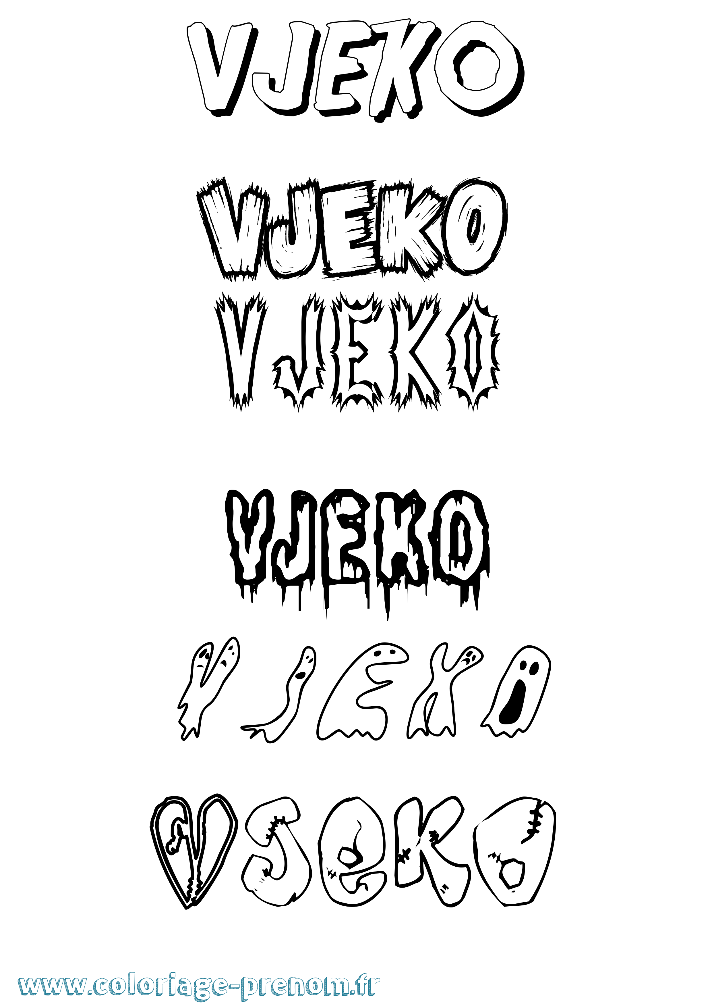 Coloriage Vjeko Frisson Coloriage prénom Vjeko Frisson