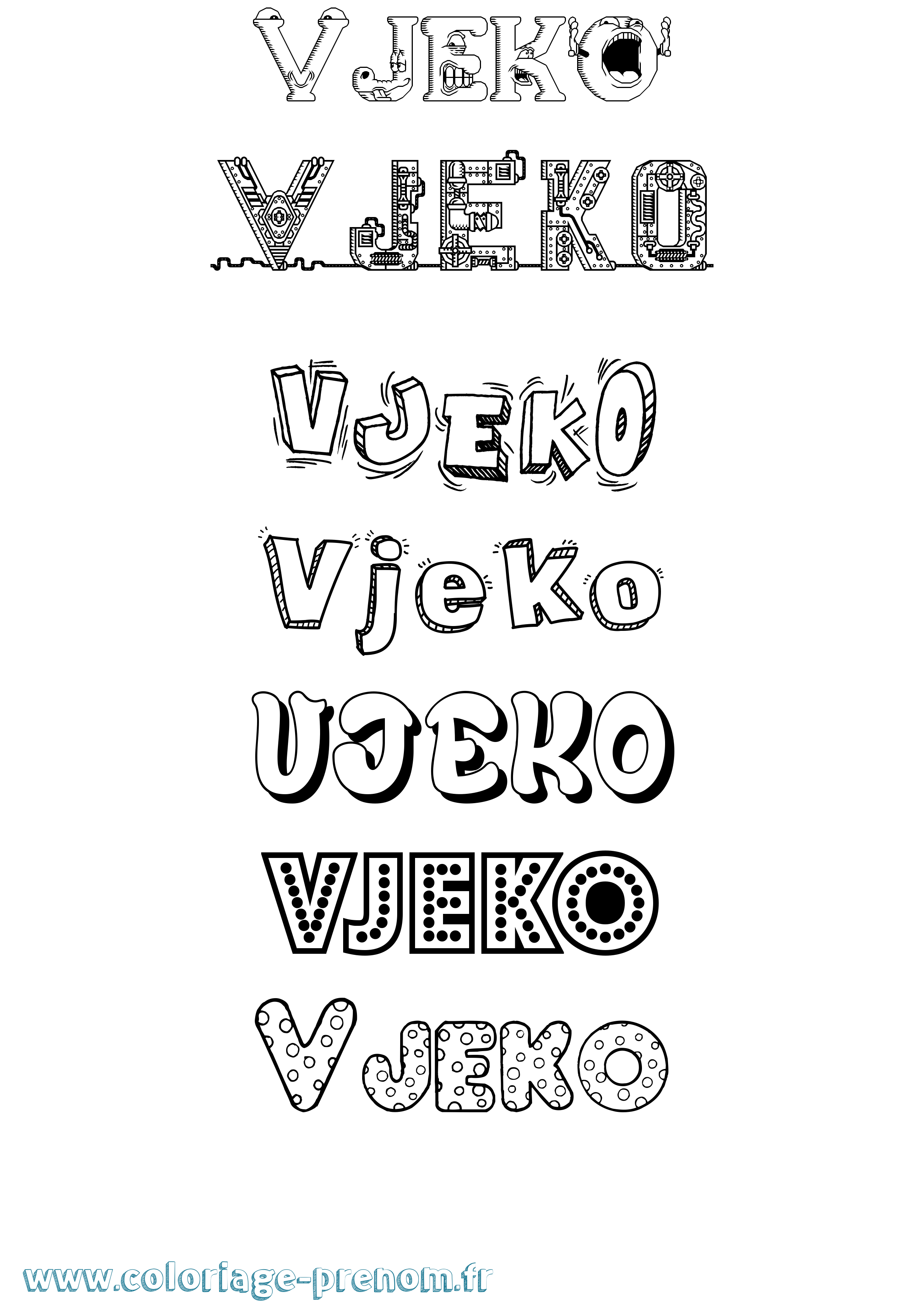 Coloriage Vjeko Fun Coloriage prénom Vjeko Fun