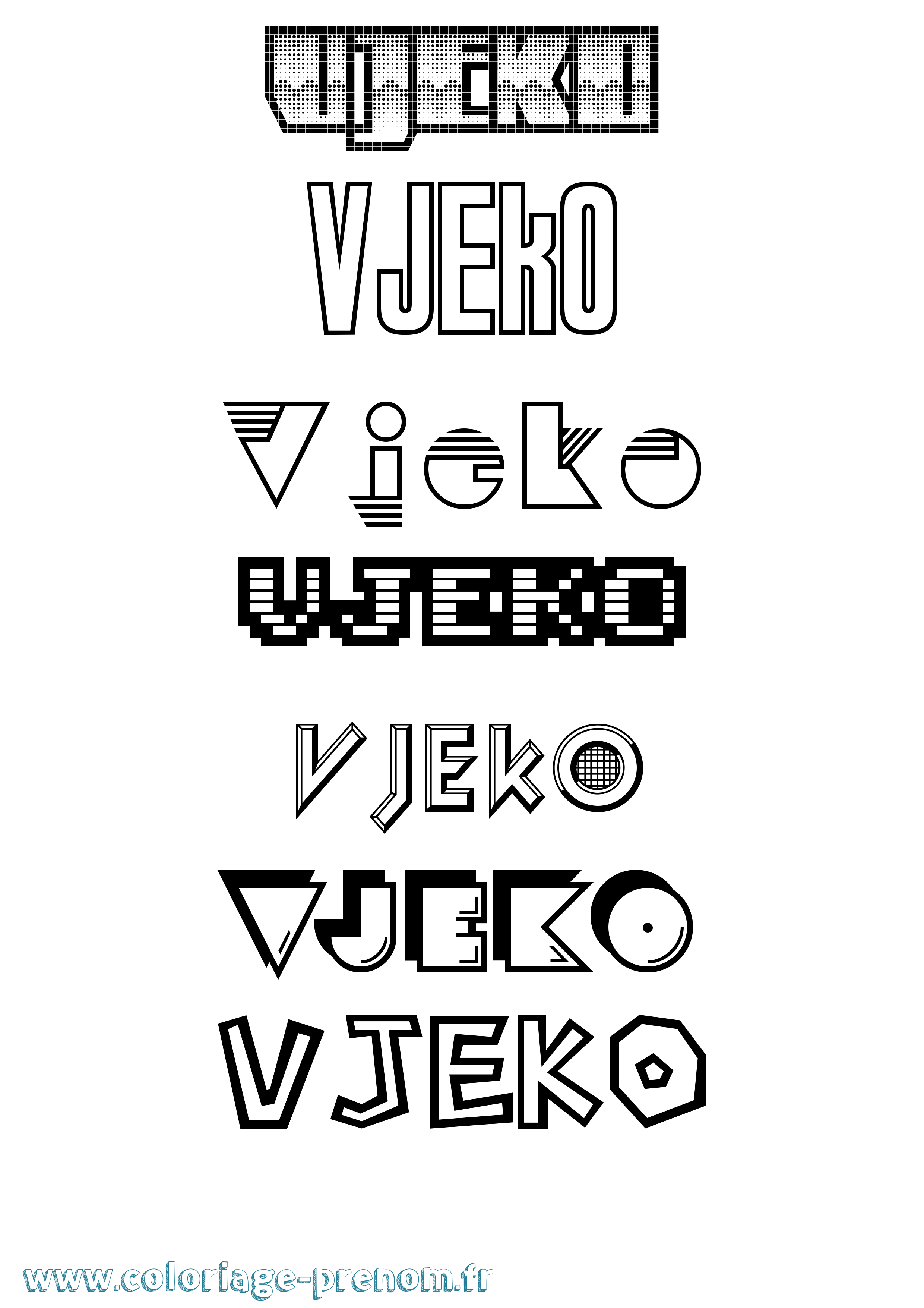 Coloriage Vjeko Jeux Vidéos Coloriage prénom Vjeko Jeux Vidéos