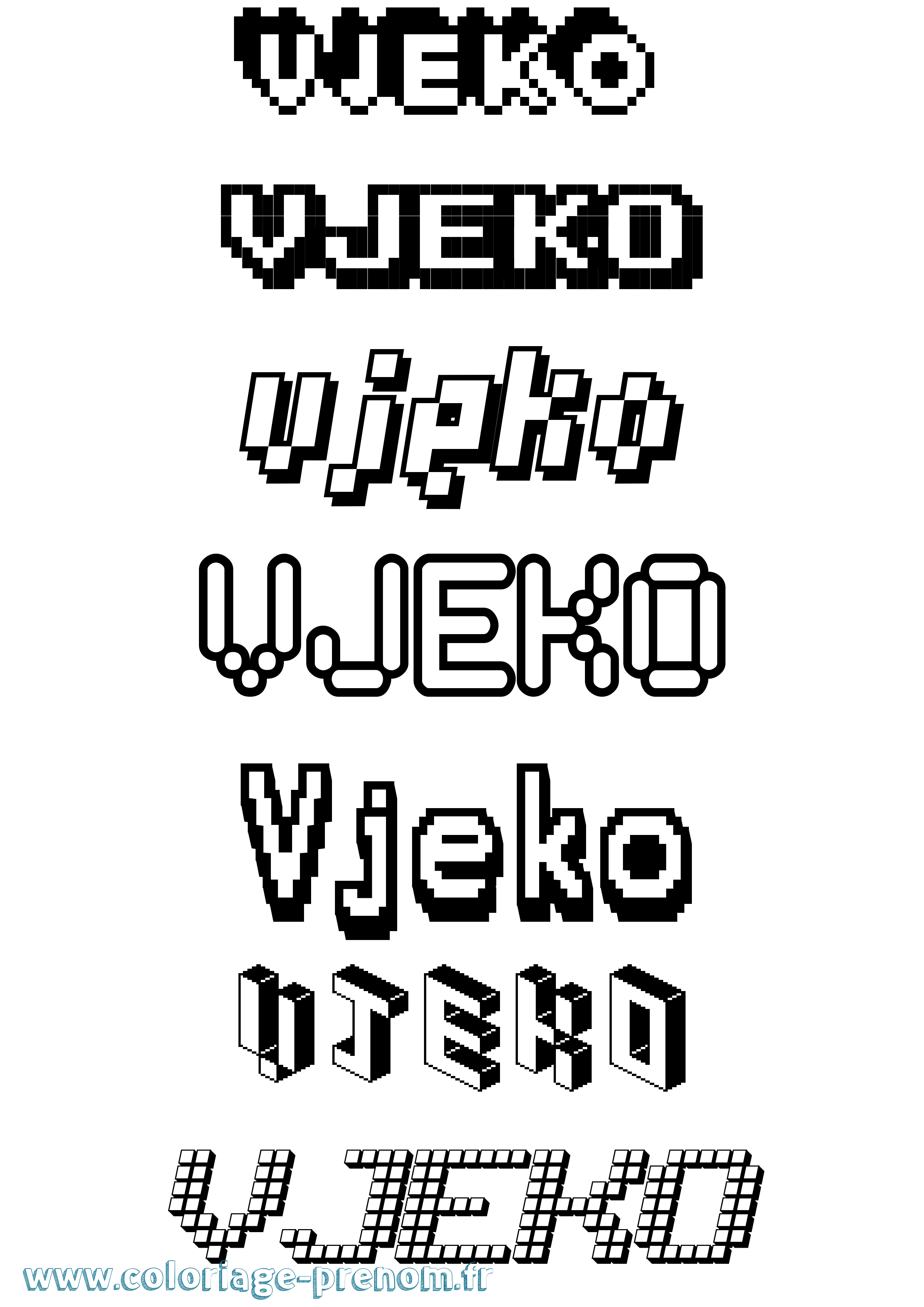 Coloriage Vjeko Pixel Coloriage prénom Vjeko Pixel