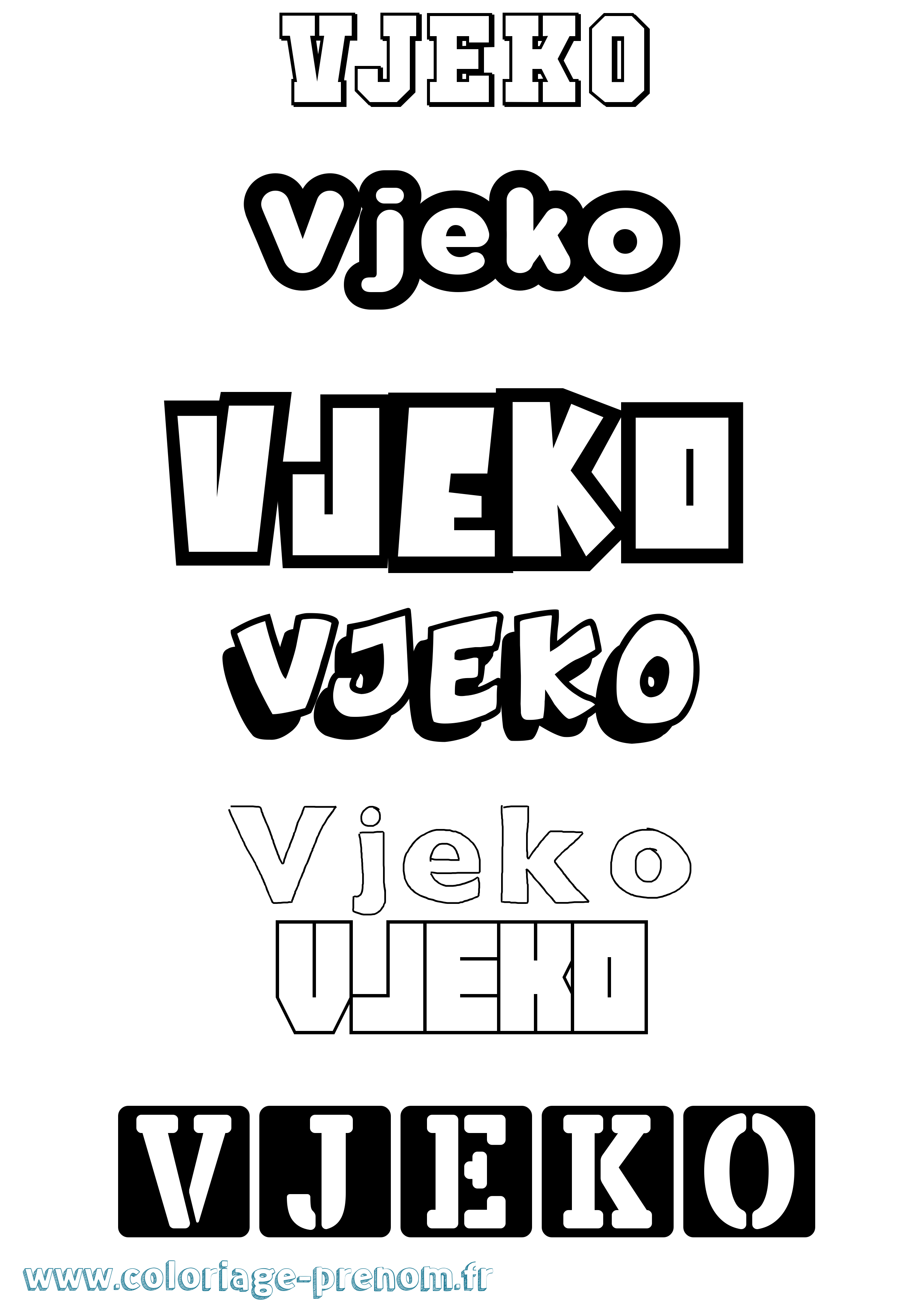Coloriage Vjeko Simple Coloriage prénom Vjeko Simple