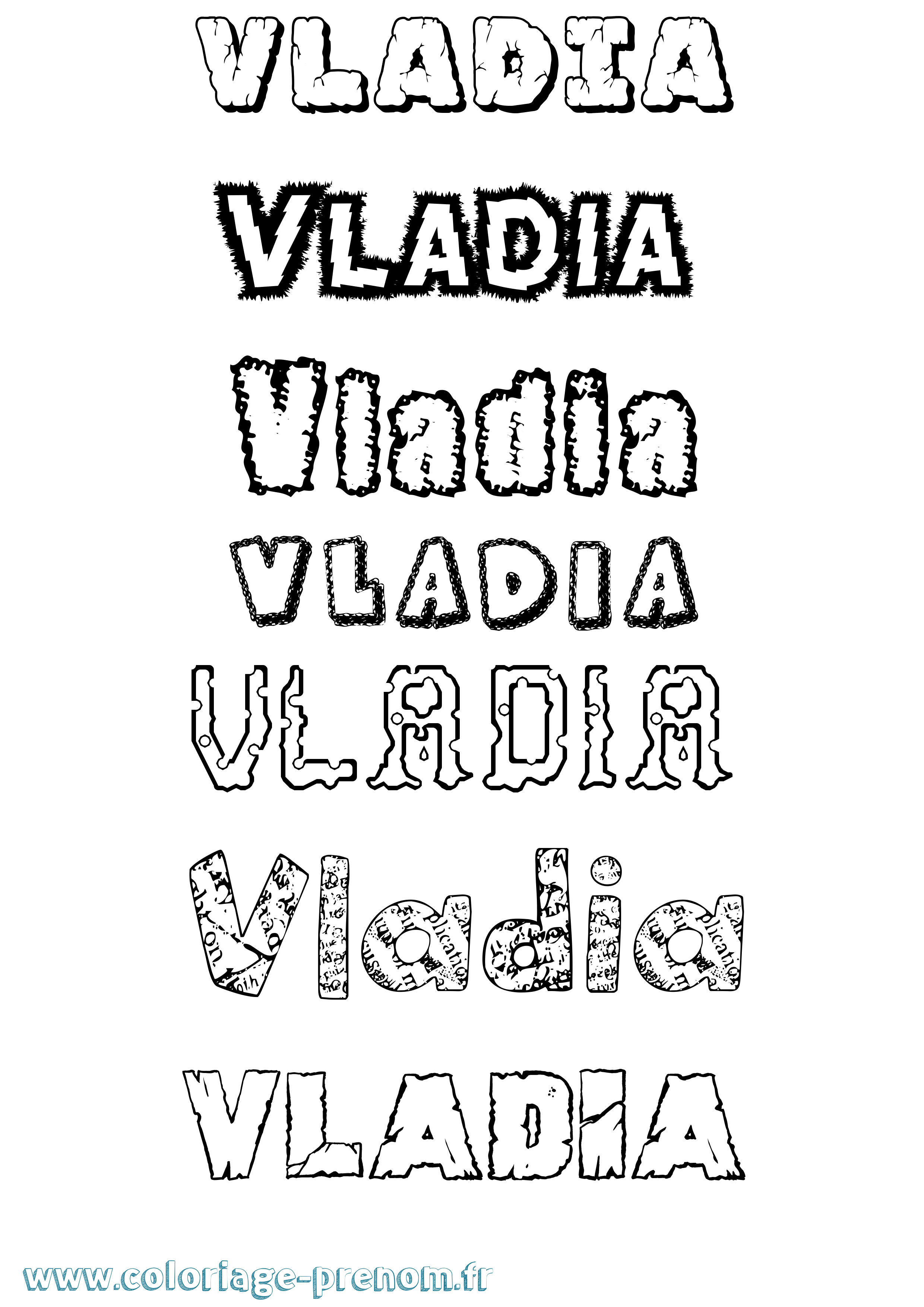Coloriage Vladia Destructuré Coloriage prénom Vladia Destructuré