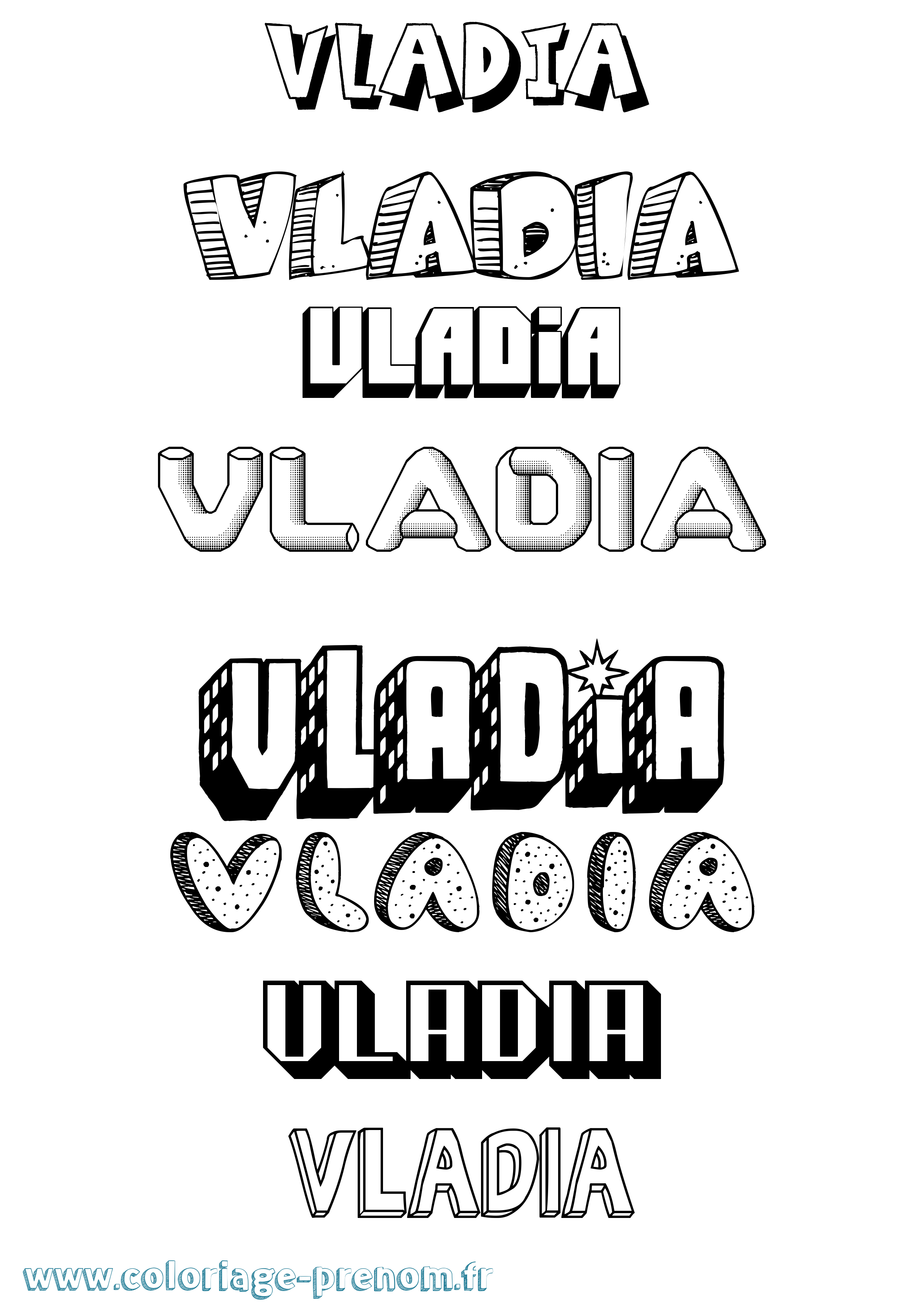 Coloriage Vladia Effet 3D Coloriage prénom Vladia Effet 3D