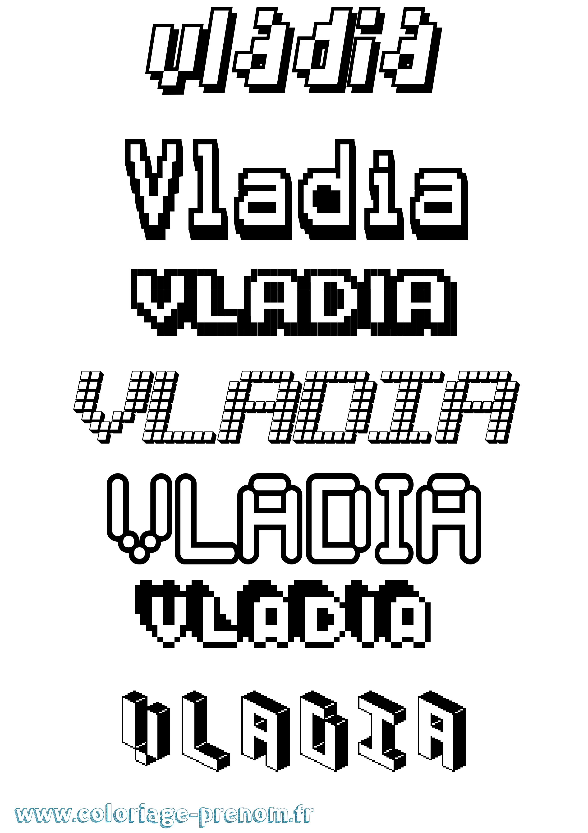 Coloriage Vladia Pixel Coloriage prénom Vladia Pixel
