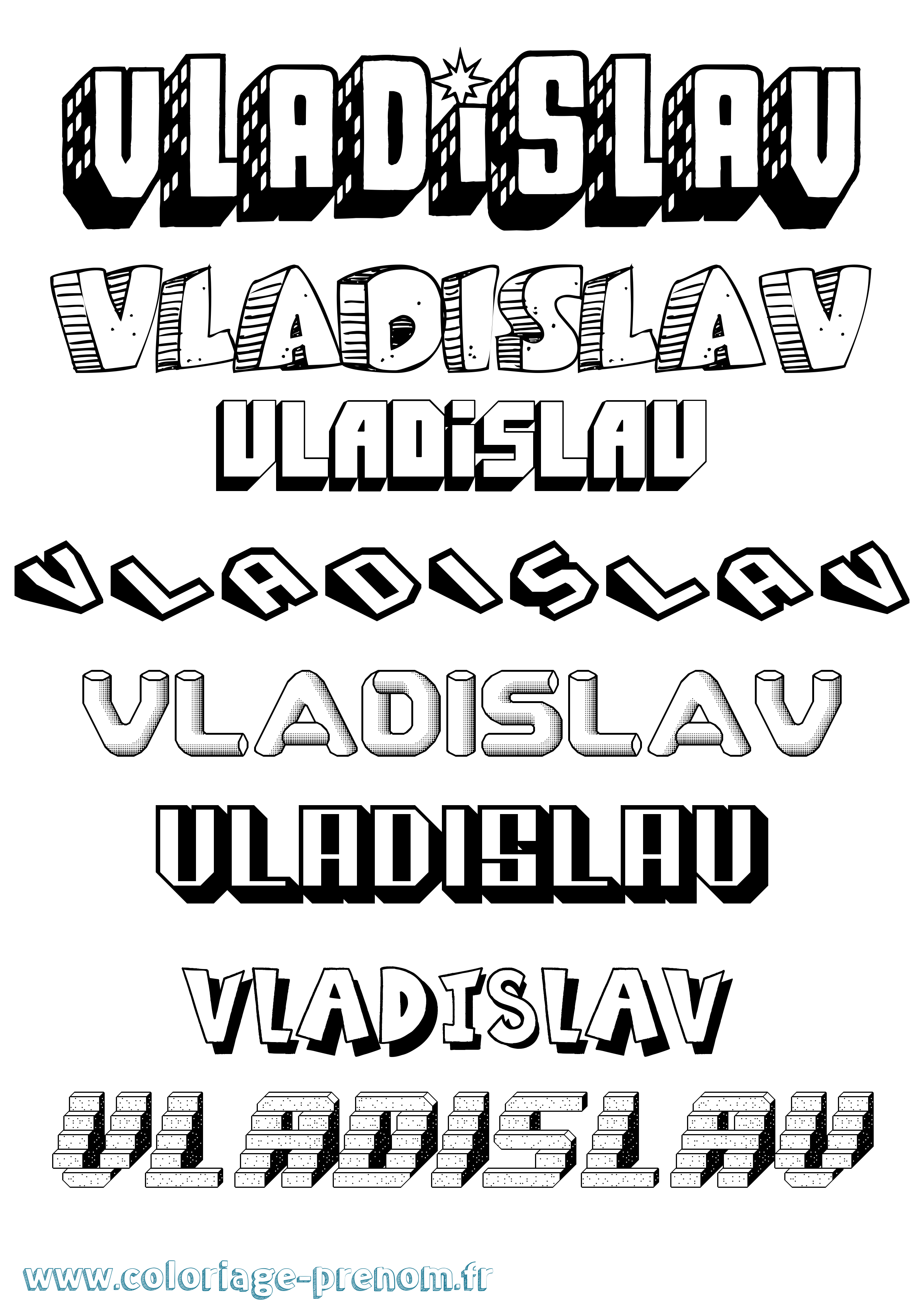 Coloriage Vladislav Effet 3D Coloriage prénom Vladislav Effet 3D