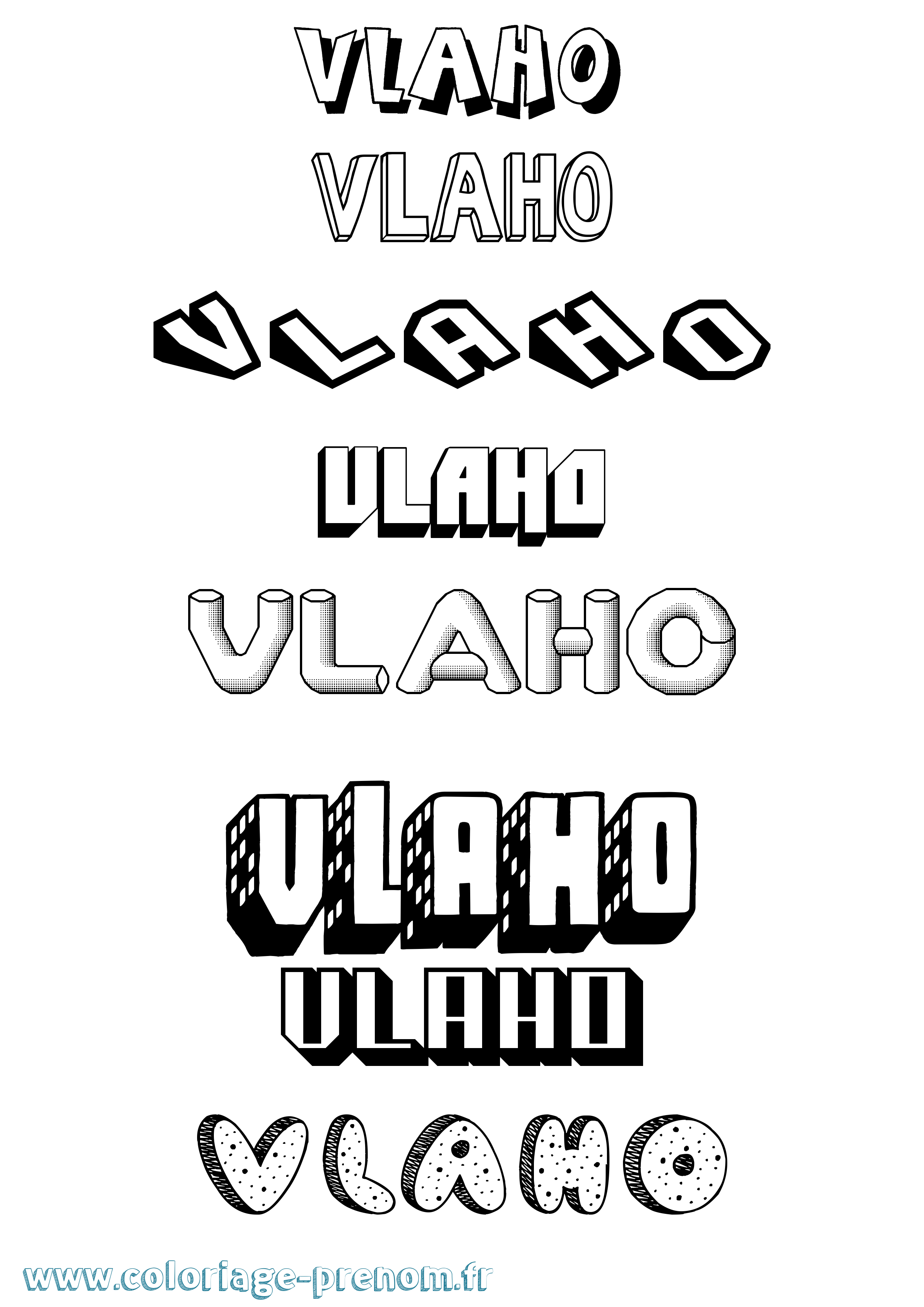 Coloriage Vlaho Effet 3D Coloriage prénom Vlaho Effet 3D