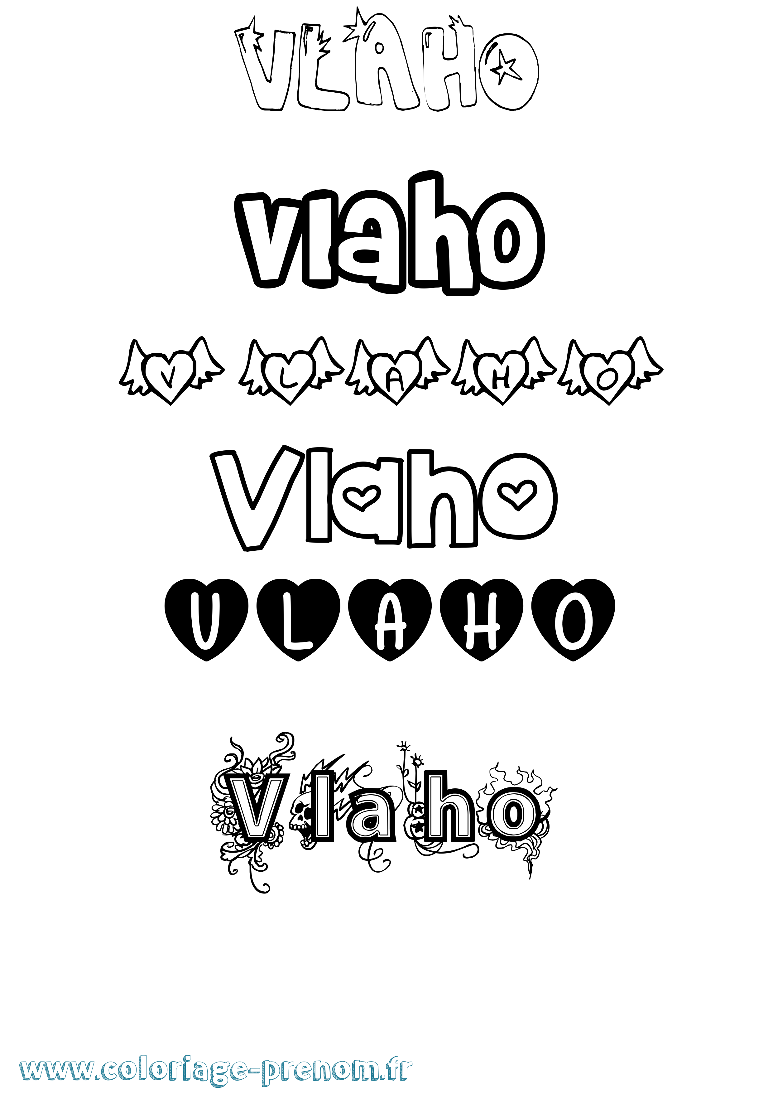 Coloriage Vlaho Girly Coloriage prénom Vlaho Girly