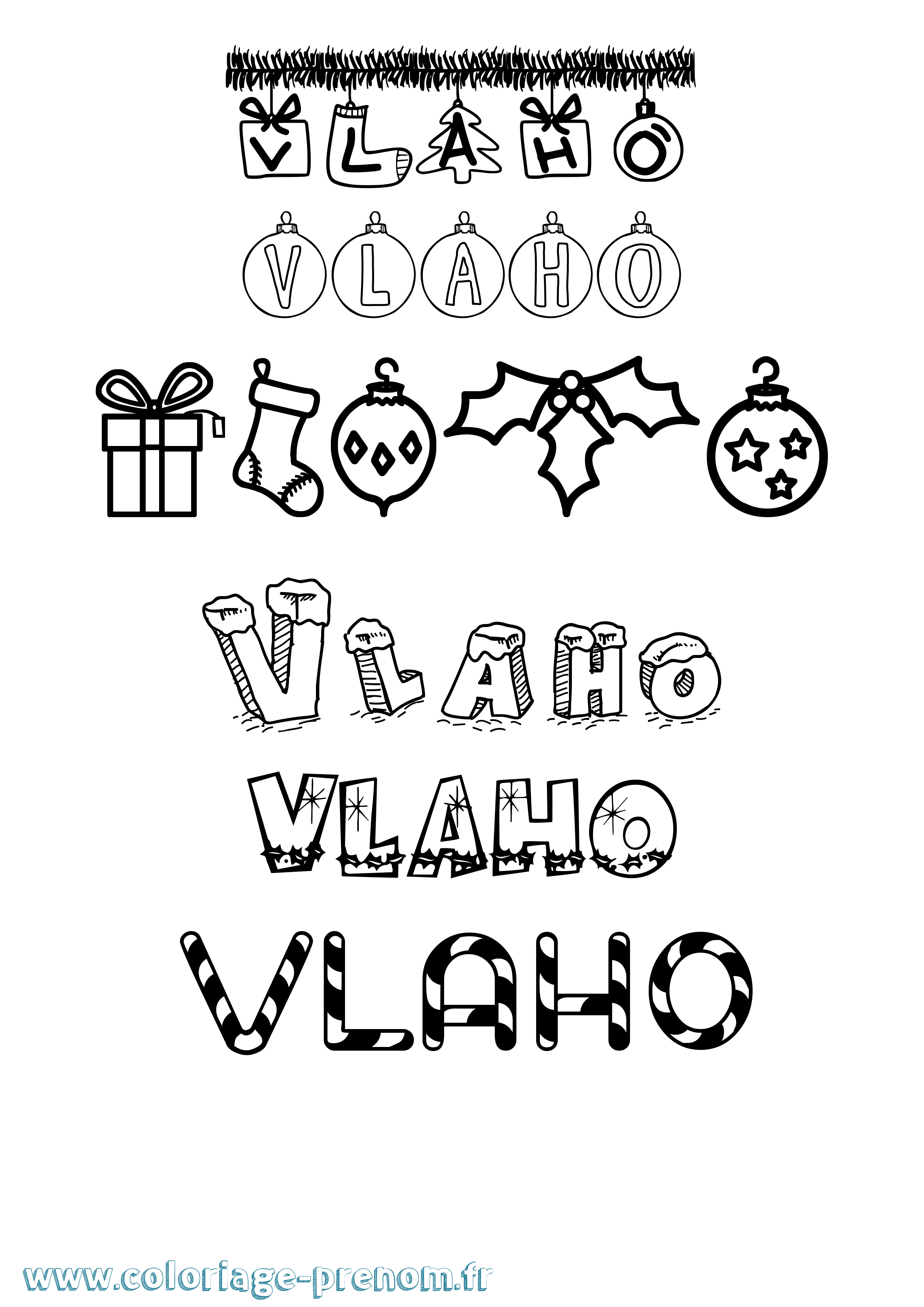 Coloriage Vlaho Noël Coloriage prénom Vlaho Noël